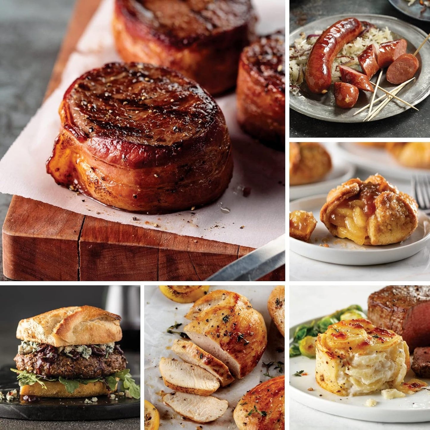 Omaha Steaks Ultimate Ribeye Gift Package (4 Bacon-Wrapped Ribeyes, 4 Air-Chilled Chicken Breasts, 4 PureGround Filet Mignon Burgers, 4 Kielbasa Sausages, 4 Scalloped Potatoes, 4 Caramel Apple Tartlets, 1 jar Omaha Steaks Seasoning)