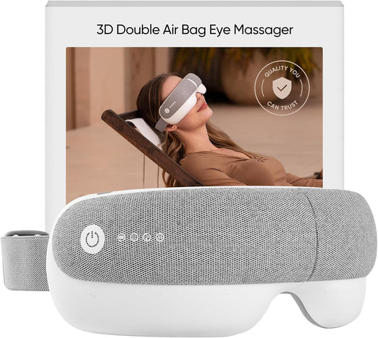 Freed Mind 3 Eye Massager & Bluetooth Heat Sleep mask,Parents Gift Sets |with Suede Storage Bag | Migraine Relief,Relaxation,Bedtime Stress Relief | White Noise,3D airbag kneading| Smart Head Massager