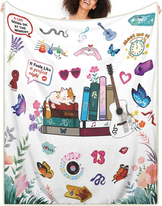 White Cozy Throw Blanket Birthday Gift for Daughter from Mom,Music Album I Love You Fuzzy Blanket Present for Wife Girlfriend 50"x60",Wedding Gifts for Couples,Bridal Shower Gifts for Friend Sister