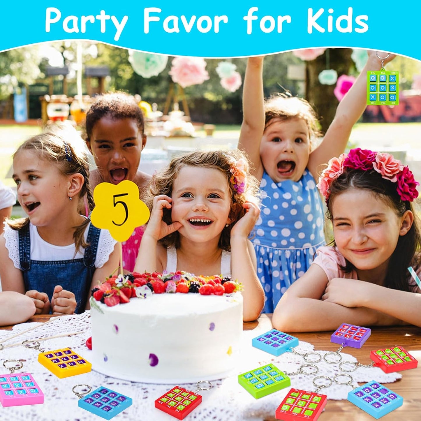 32 Pcs Tic Tac Toe Game Keychains Party Favor for Kids 4-8 8-12 Goodie Bags Stuffers Boys Girls Teen Birthday Return Gifts School Classroom Treasure Chest Carnival Prize Box Toys Pinata Fillers Bulk