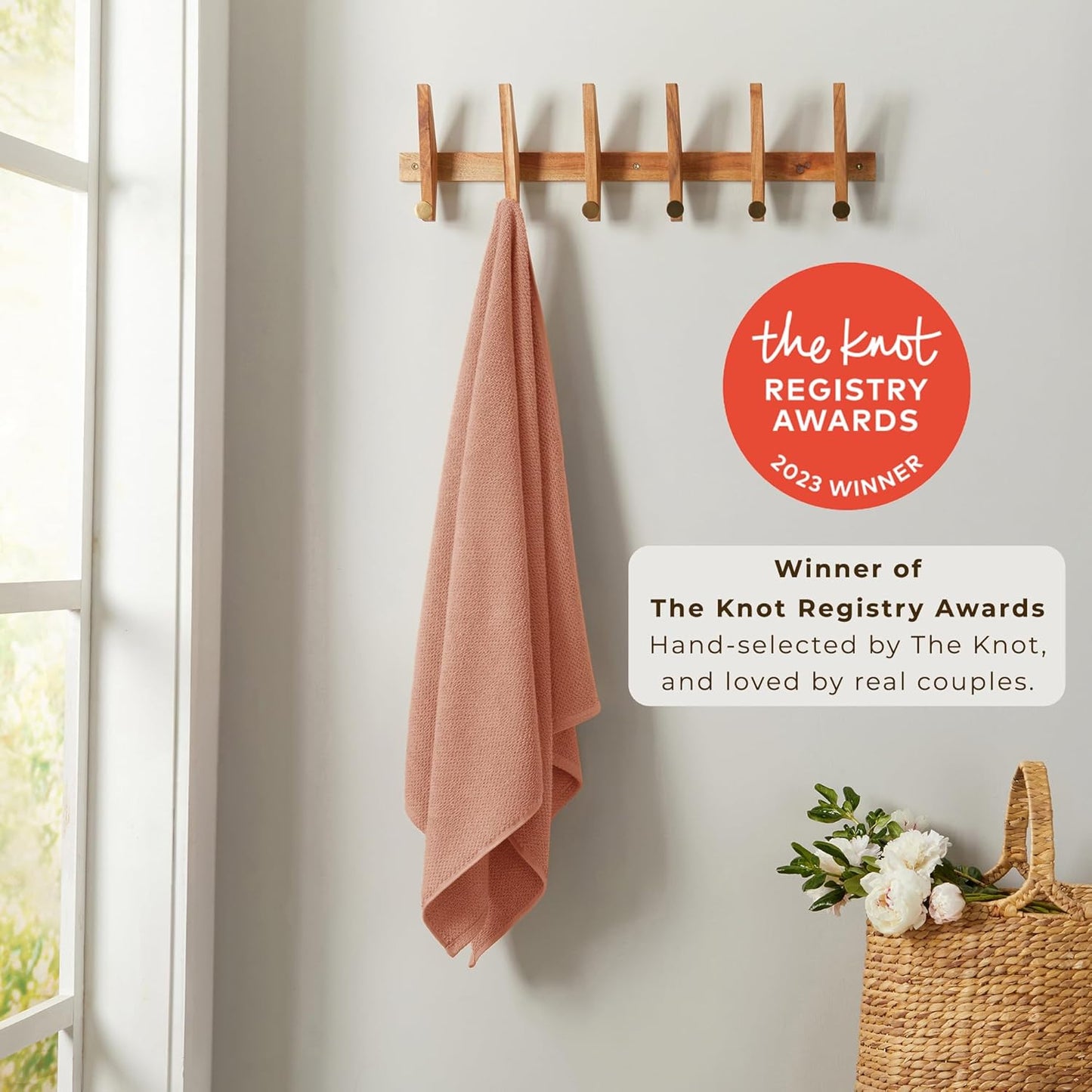 Great Bay Home Pink Hand Towels - 100% Cotton 6 Pack 26x16 Hand Towel Set - Absorbent, Quick-Drying, Durable Towels for Handroom Decor - Low-Twist, Two-Ply Fibers (Dusty Rose)