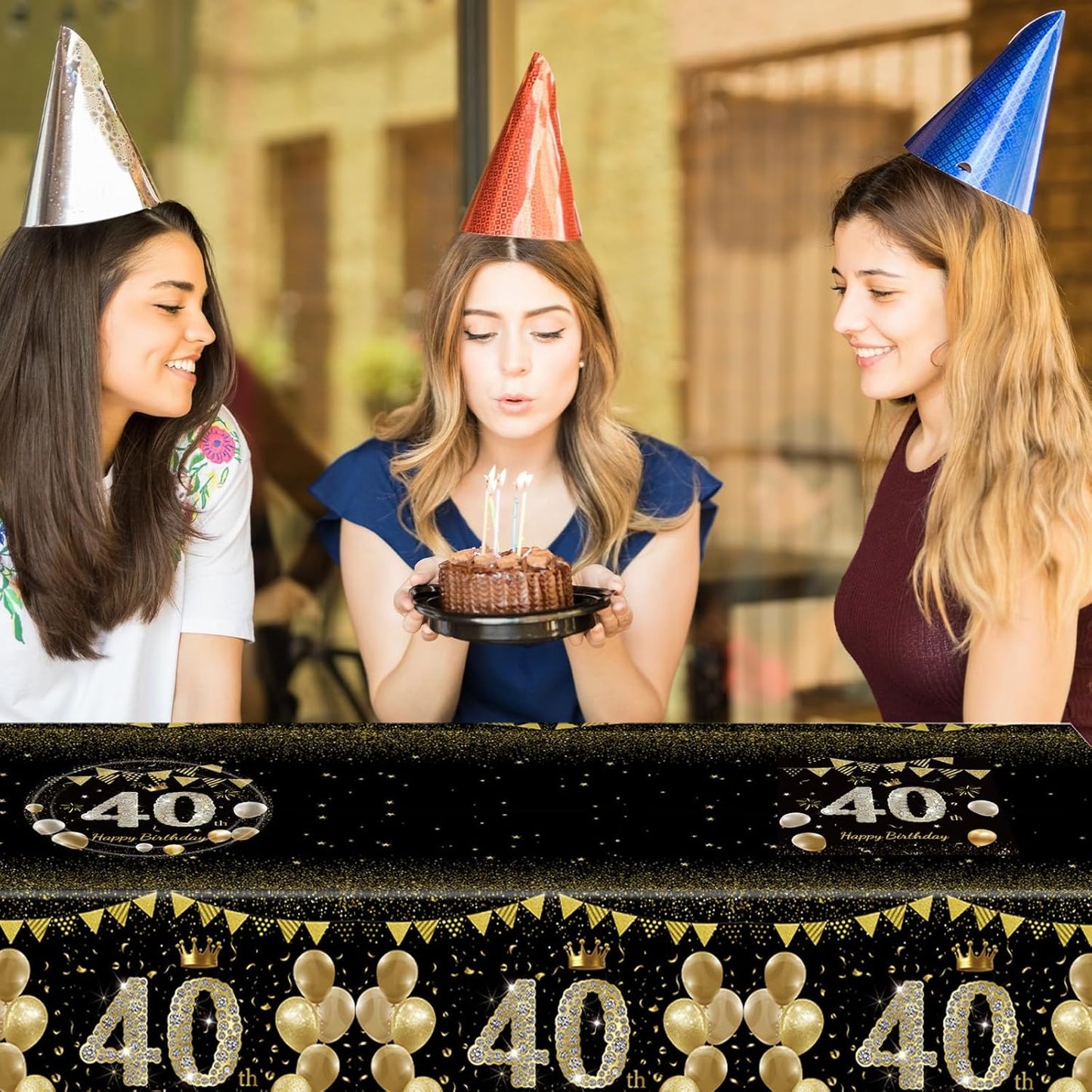 41Pcs 40th Birthday Decorations for Men Women, Black Gold 40 Year Old Birthday Party Supplies Include 20 Plates 20 Napkins and 1 Tablecloth, Black Gold 40 Aged Birth Party Tableware
