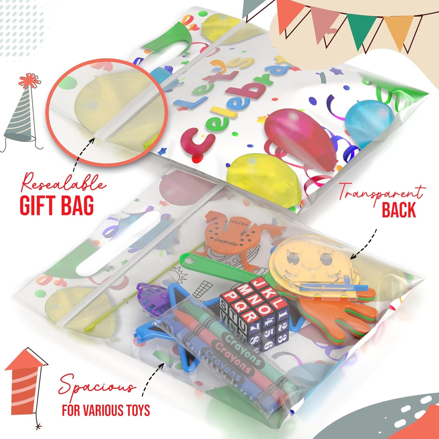 Crown Display Party Favors for Kids 10 Pre Filled Party Favor Bags - Fun Goodie Bags Stuffers for Kids with Fidget Toys and Small Toys Goody Bag Stuffers - Party Favors for Kids 4-8