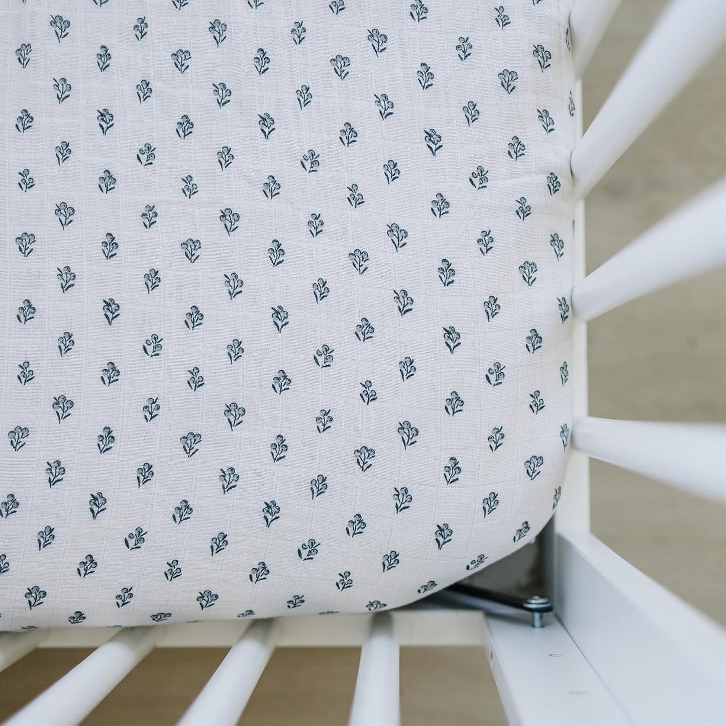 Cream Berry Muslin Crib Sheet by Mebie Baby, Soft and Breathable Bed Sheets for Babies, Modern Neutral Bedding for Cribs, Standard Crib Mattress Fitted Sheet, Great for Boy or Girl Room or Nursery