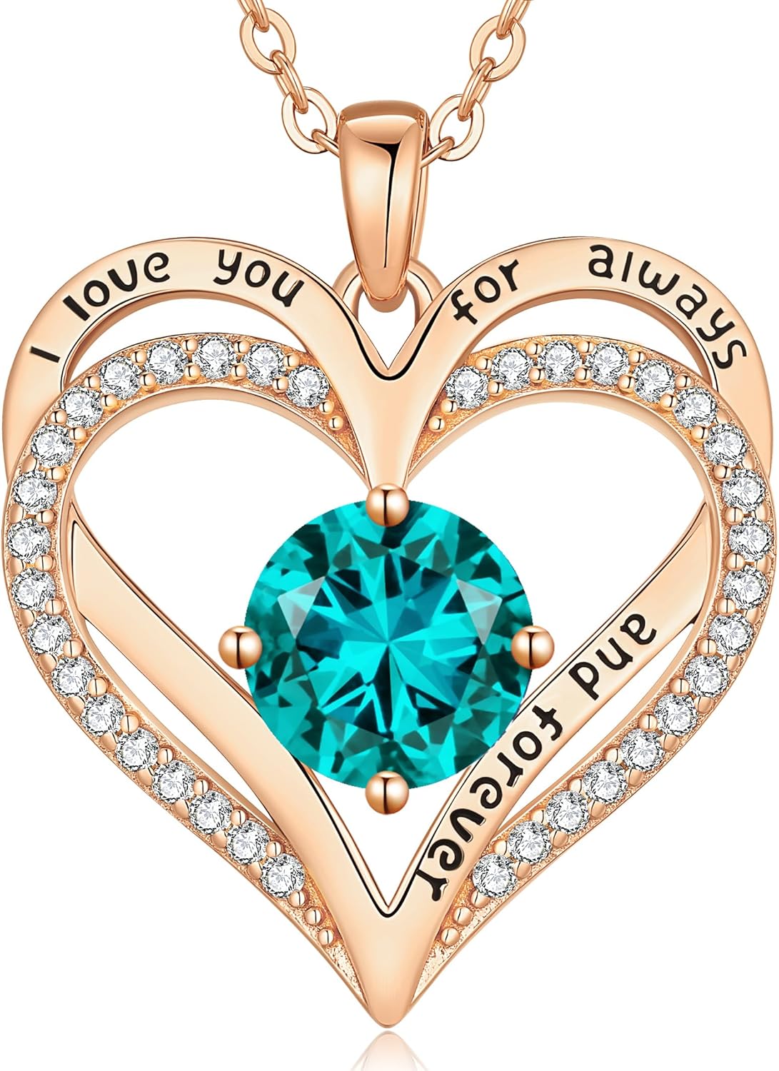 LOUISA SECRET Love Heart Birthstone Necklaces for Women, Birthday Gift for Women, Anniversary Jewelry for Wife Her, 925 Sterling Silver Pendant Necklace, Mother's Day Gift