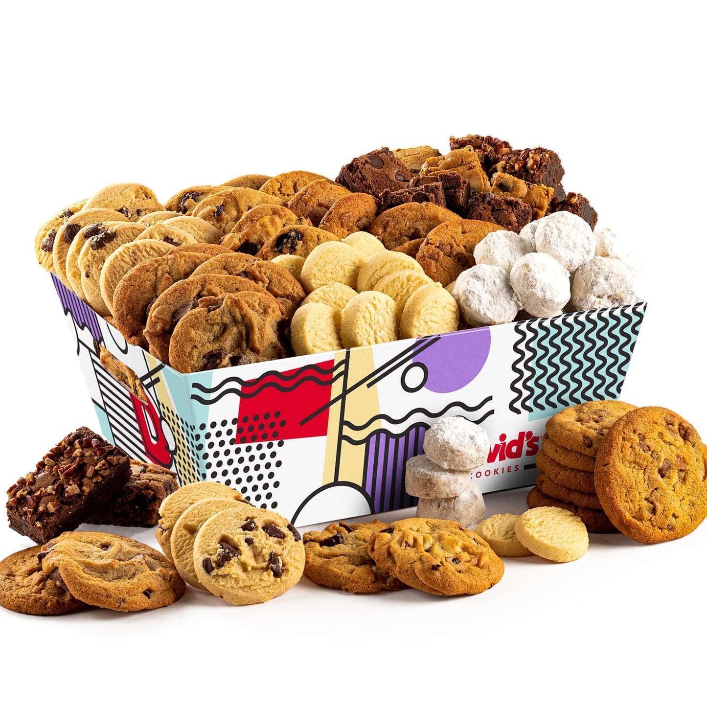 David Cookies Gift Basket for Families Food Christmas Gift - Large Crate Assorted Cookies for Sharing - Fresh Gourmet Cookies for Holidays