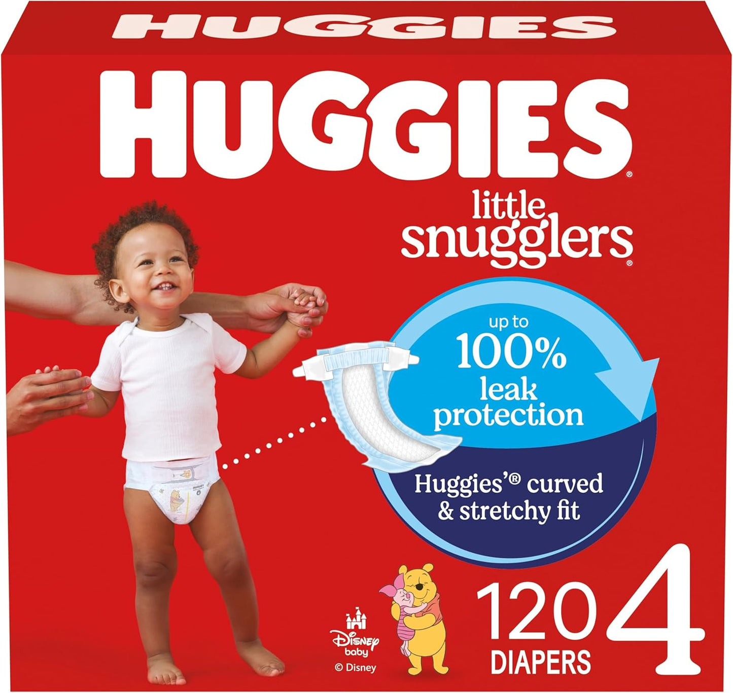Huggies Size 4 Diapers, Little Snugglers Baby Diapers, Size 4 (22-37 lbs), 120 Count, Packaging May Vary