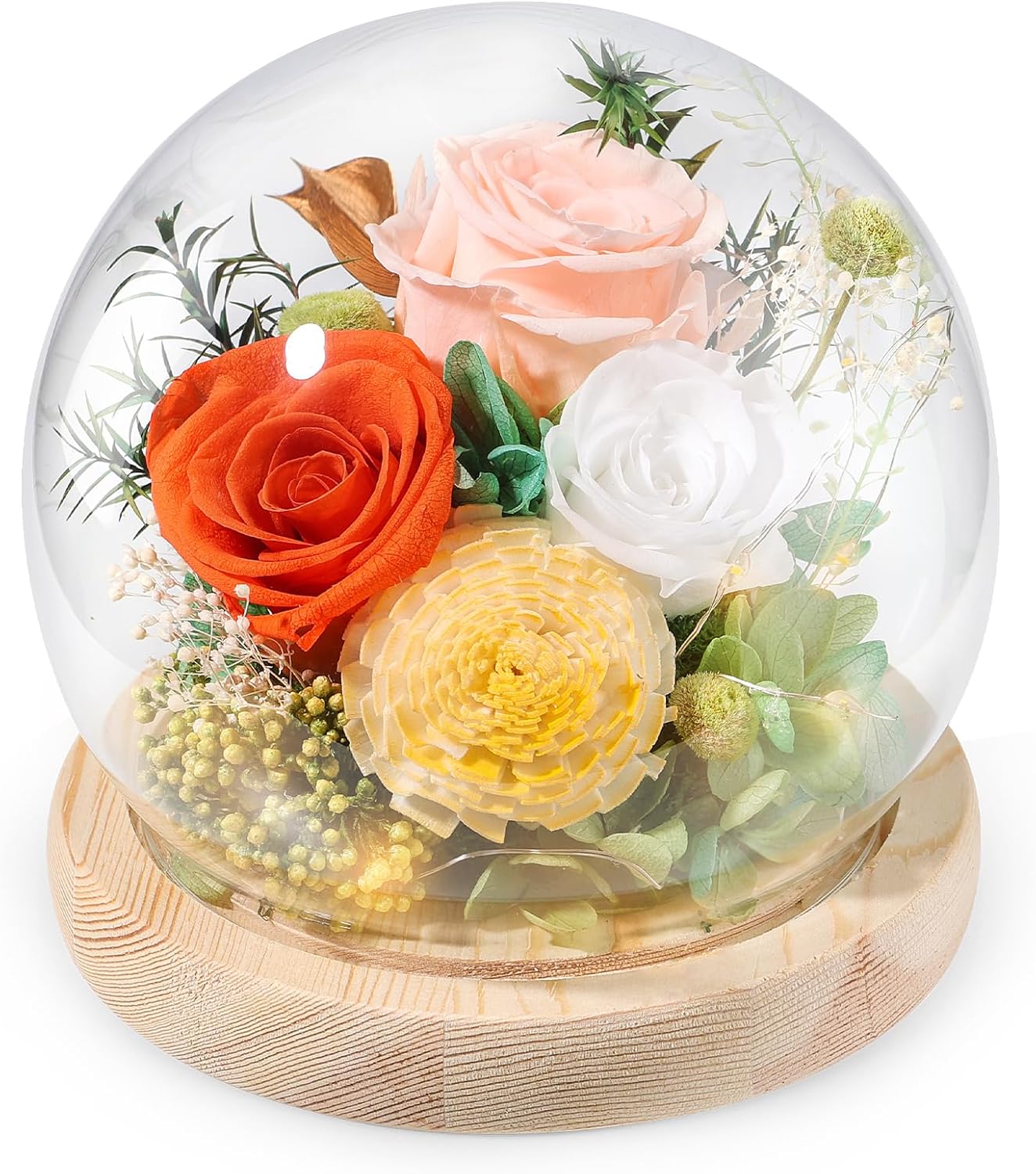 FIACO Preserved Rose Birthday Gift for Women Forever Fresh Flowers for Prime Delivery Gift for Mom Grandma Wife Valentines Mothers Day Christmas Anniversary Eternal Roses in Glass Dome