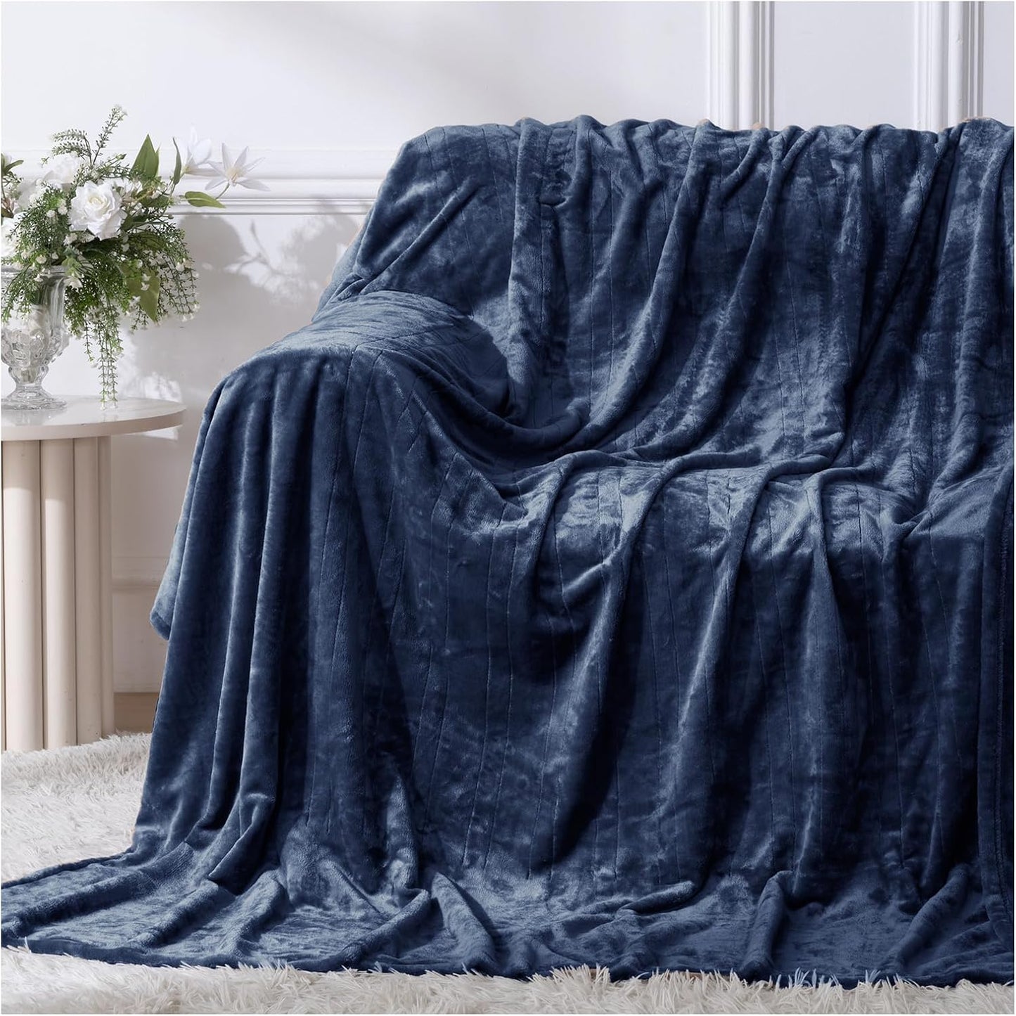 Heated Blanket Twin Size, Electric Blanket with 1-10 hrs Timer Auto-Off & 8 Heating Levels, Double-Layer Flannel Heating Blanket with ETL Certification Machine Washable (62”x 84”, Navy Blue)