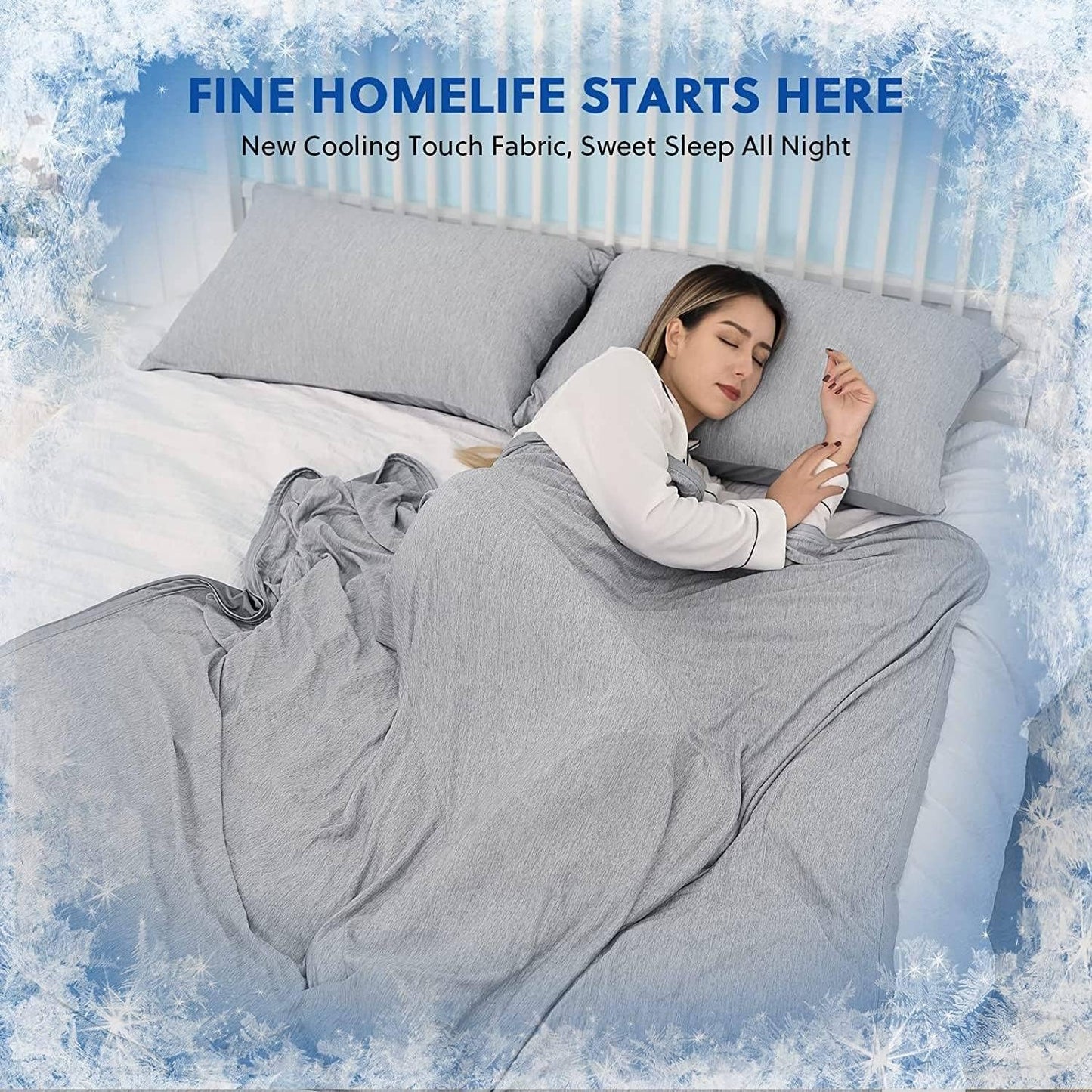 HOMFINE Cooling Blankets for Hot Sleepers - Summer Blanket Thin Lightweight Breathable Soft Double Side Enhanced Cooling for Bed Couch Sofa, Keep Cool for Night Sweats (Grey, 50 x 70 inches)