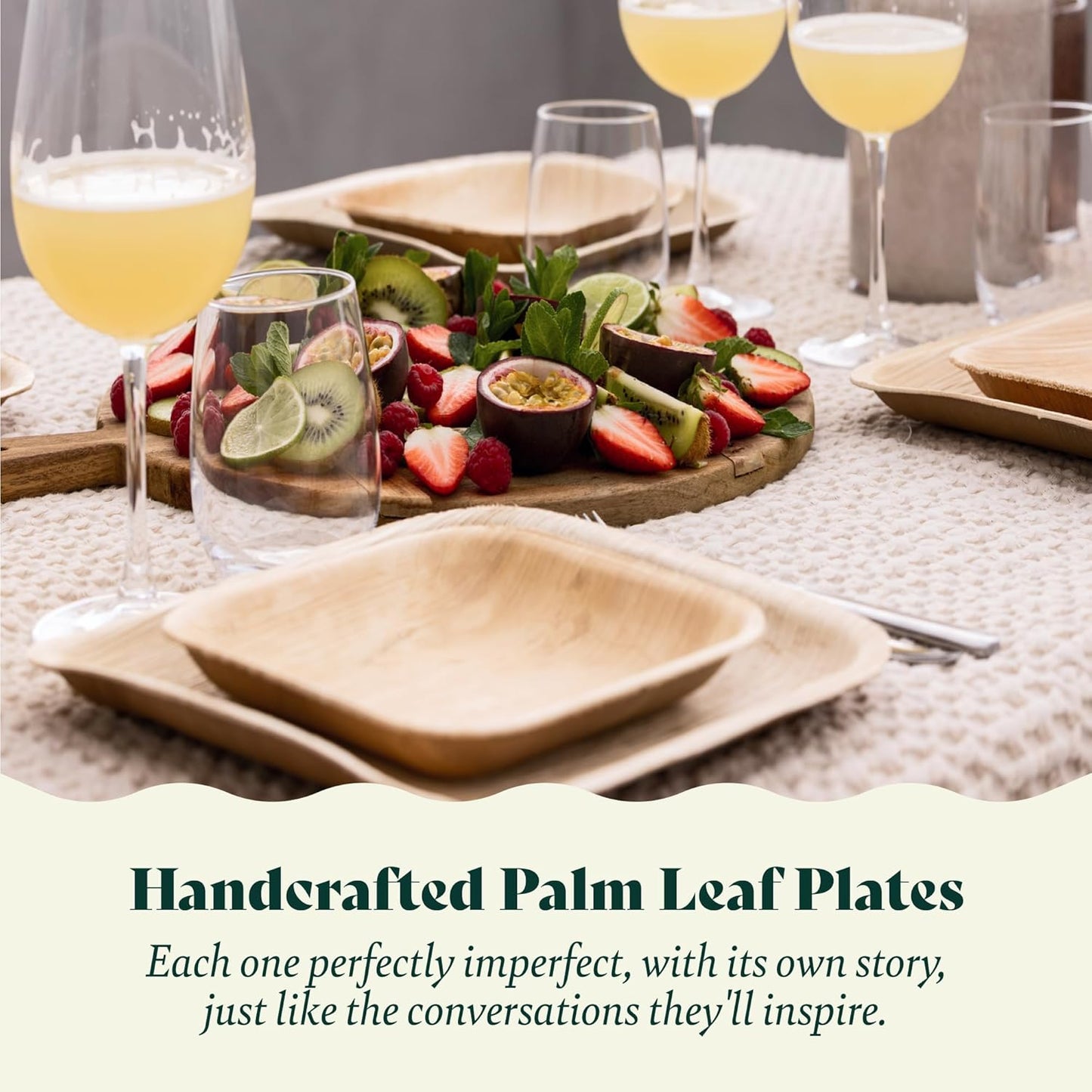 Chic Leaf Compostable & Biodegradable Palm Leaf Disposable Bamboo Plates | Disposable Party Plates for Appetizers - Party Supplies (6'' - 20 Pack)