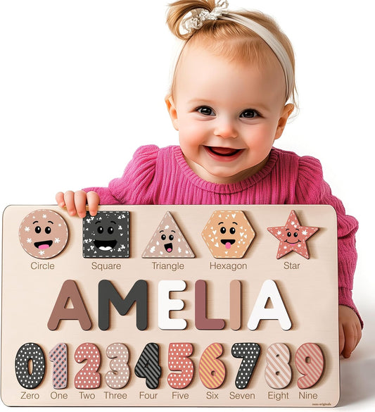 Custom Wooden Name Puzzle, Toddler Toys, Baby Girl Gifts, Gift for Kids, 1st Birthday Gift, Unique New Baby Gift, Wooden Puzzle