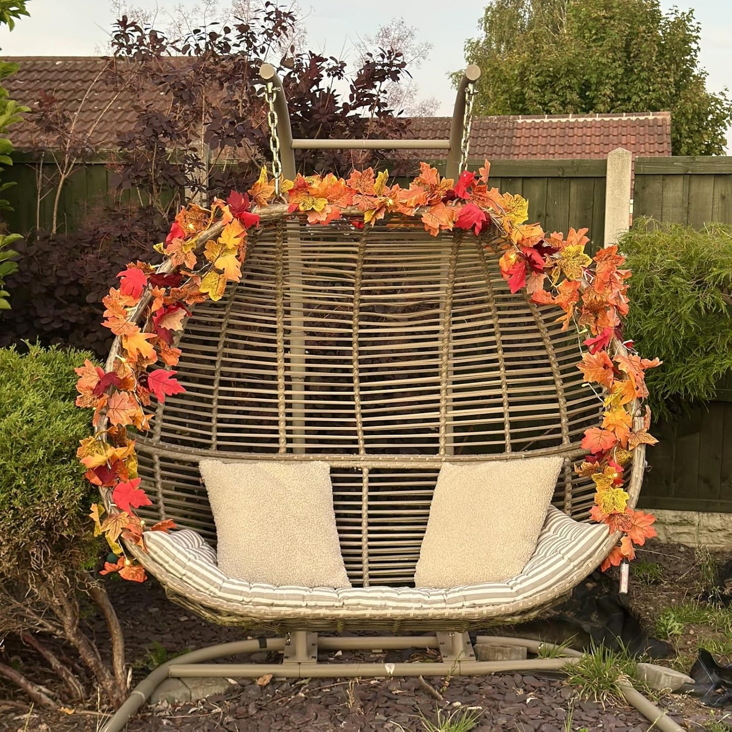 CQURE 6 Pack Fall Leaf Garland, Total 35Ft Artificial Maple Leaf Autumn Garland Fall Leaves Hanging Vines Fall Maple Leaves Thanksgiving Decor for Home Wedding Fireplace Party