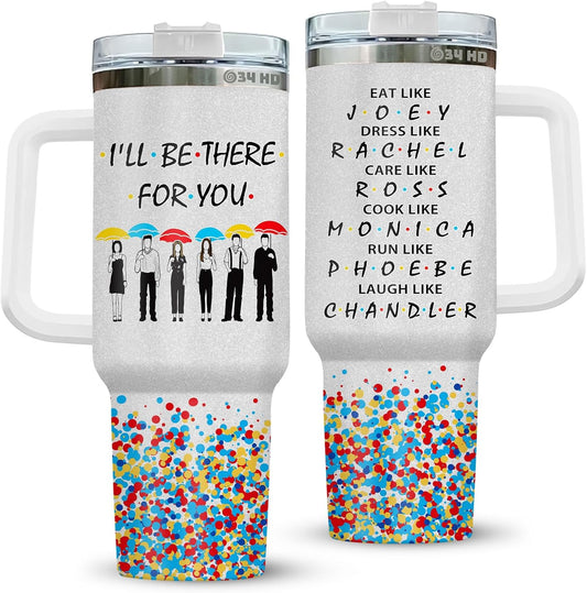 34HD Gifts for Friends, Friend Tumbler with Handle Straw 40 oz Stainless Steel, Best Friend Cup, Friends Coffee Mug, Birthday Gifts for Women Men