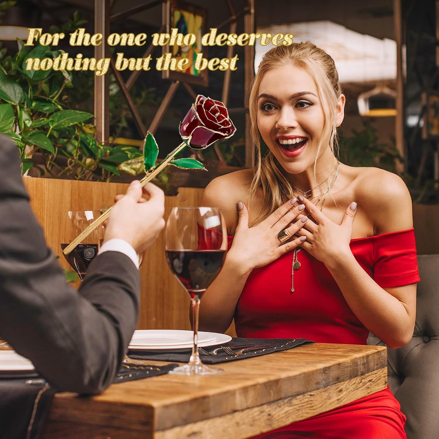 Mikasol Real 24K Gold Dipped Realistic Rose – Timeless Lifelike Bloom with Heart Puzzle Base – Romantic Gradient Red Flower Gift for Her, Wife, Girlfriend, Mom – Birthday, Anniversary, Mother’s Day