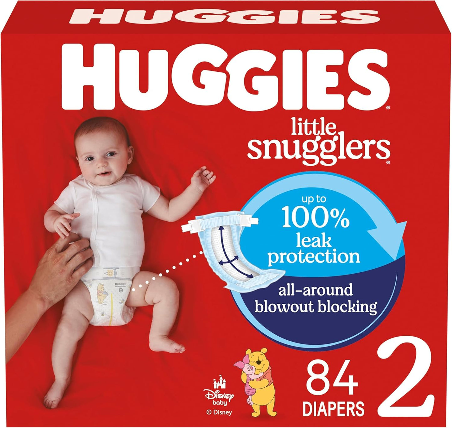 Huggies Size 2 Diapers, Little Snugglers Baby Diapers, Size 2 (12-18 lbs), 84 Count, Packaging May Vary