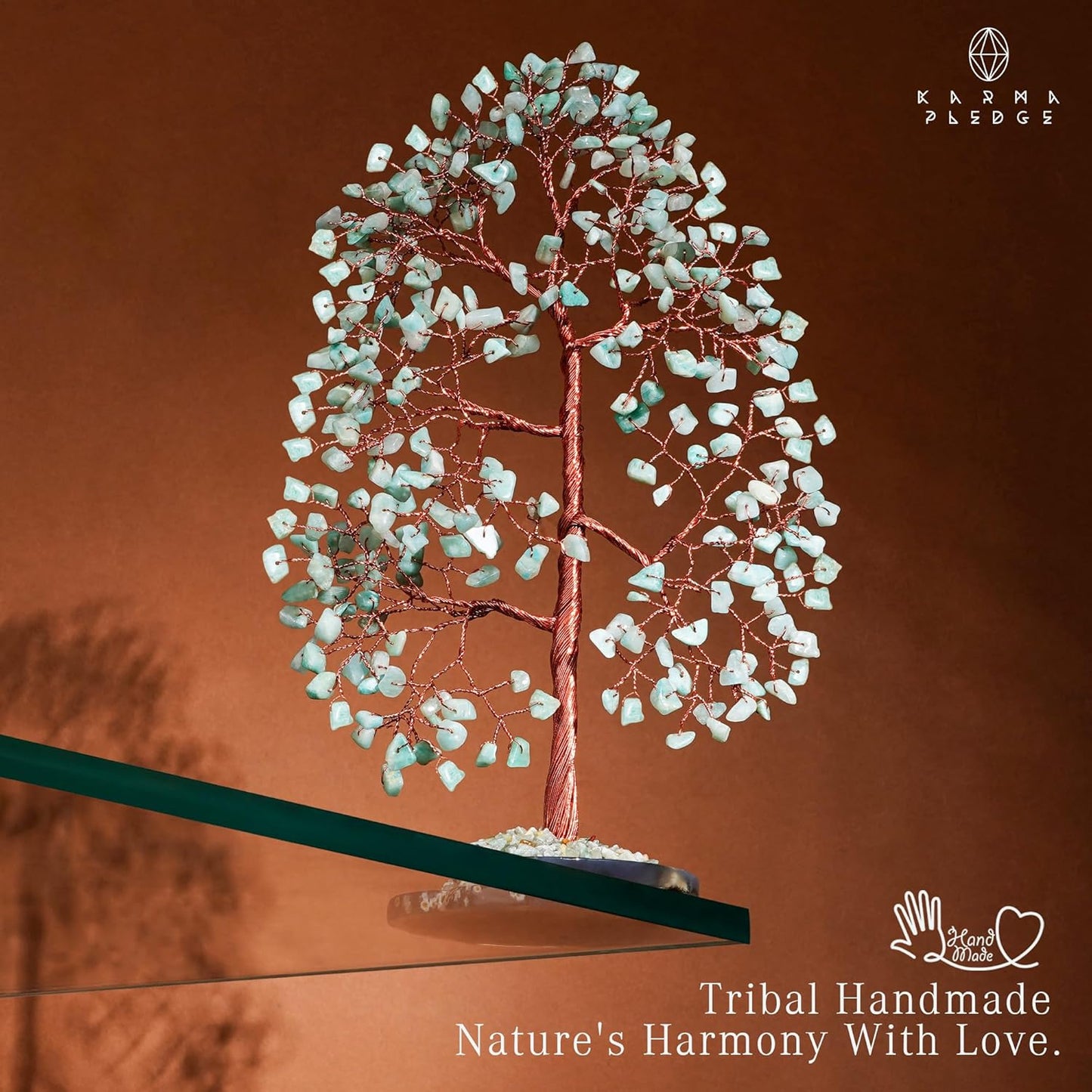 Crystal Trees for Home and Office Decoration, Amazonite Chakra Healing Crystals Feng Shui Handmade Trees for Positive Energy, Money, Good Luck, Christmas Decor, Birthday Gifts for Women, Mom