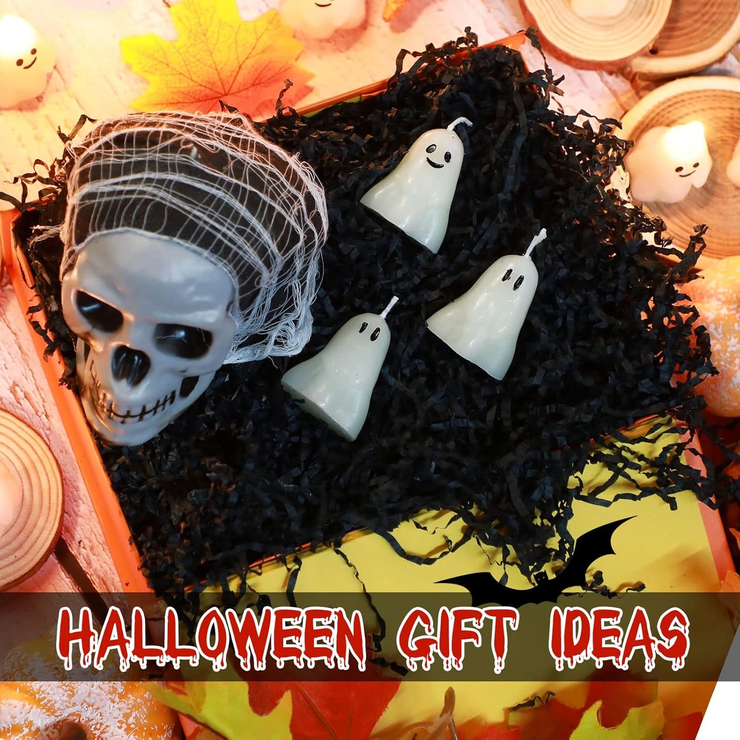 Nuanchu 12 Pcs Halloween Ghost Pumpkin Candle Fun Scented Thanksgiving Halloween Handmade Wax Fall Candles and Pumpkin Decor for Home(White,Ghost Style)