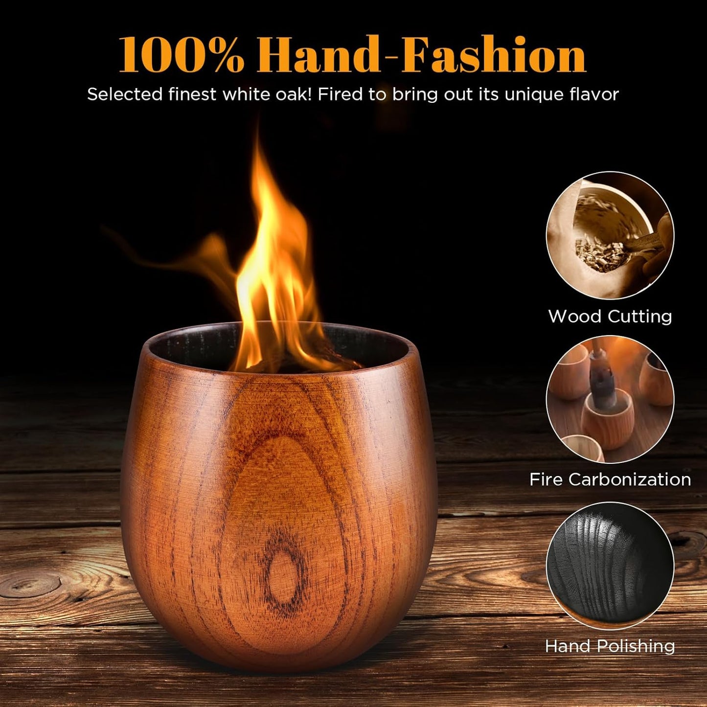 Charred Wooden Bourbon Drinking Glass, Smoky Wood Whiskey Glasses, Bourbon Gifts for Men, Anniversary Birthday Gifts(1 Pack)