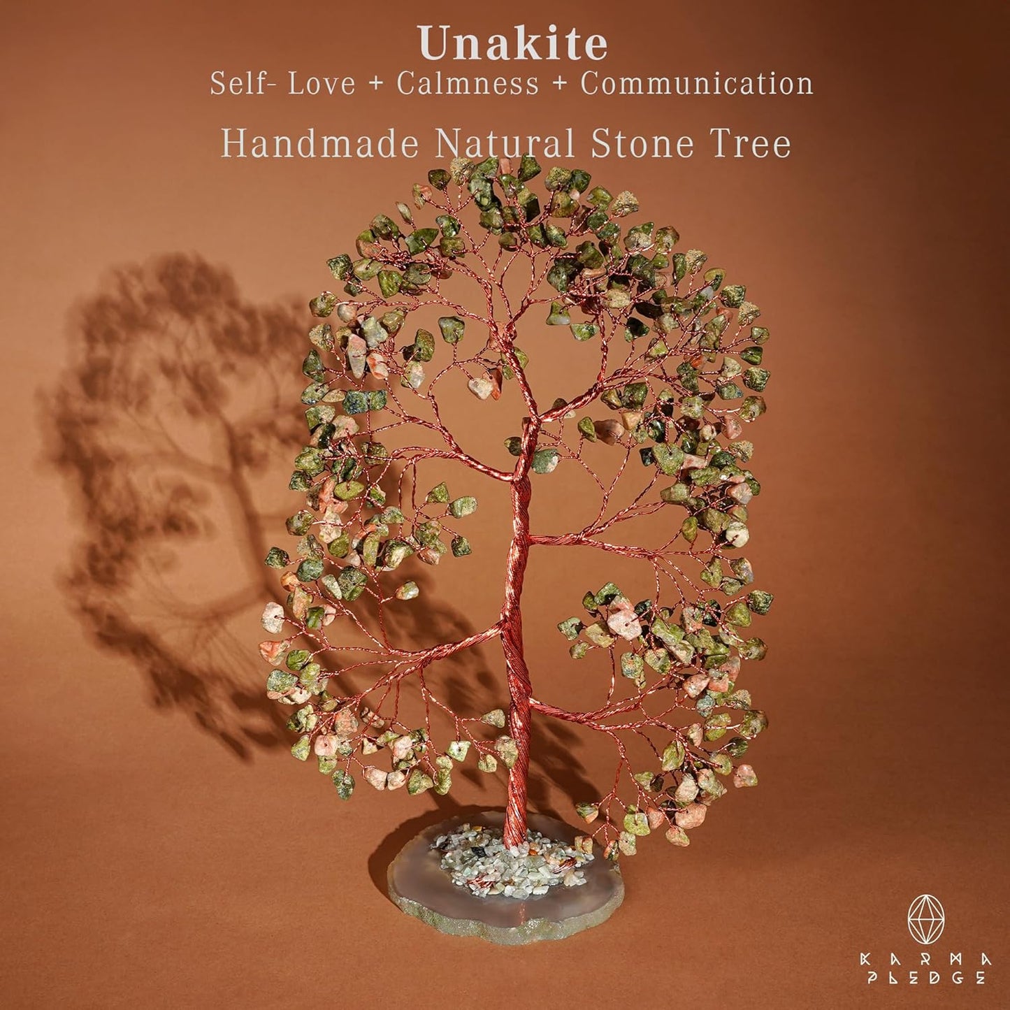 Crystal Trees for Home and Office Decoration, Unakite Chakra Healing Crystals Feng Shui Handmade Trees for Positive Energy, Money, Good Luck, Christmas Decor, Birthday Gifts for Women, Mom
