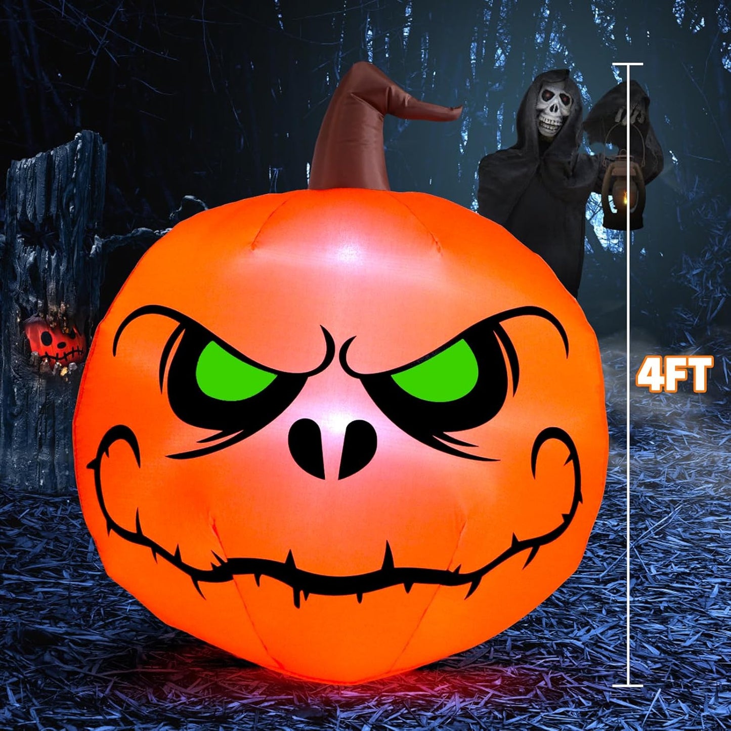 Sizonjoy 4 Ft Halloween Blow up Inflatable Pumpkin Decoration-Lighted Halloween Inflatables Outdoor for Home Yard Garden Indoor and Outdoor Halloween Decoration