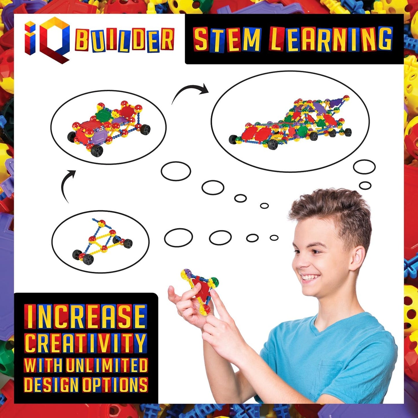 | STEM Learning Toys | Creative Construction Engineering | Fun Educational Building Set for Boys & Girls Ages 3-10 | Top Blocks Game Kit