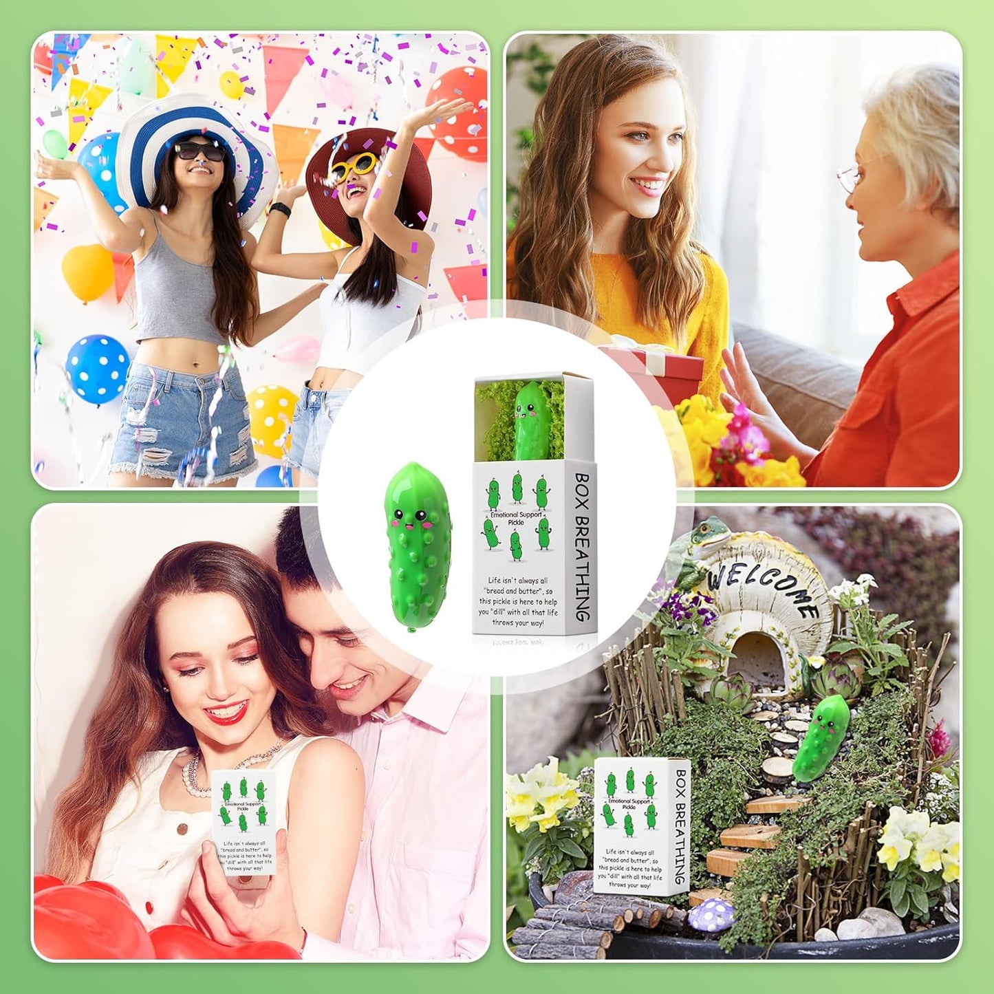 48 Sets Employee Appreciation Gifts Bulk Luminous Resin Animals Breathing Box Party Favor, Team Building Emotional Support Gifts Positive Thank You for Staff Coworkers(Pickle)