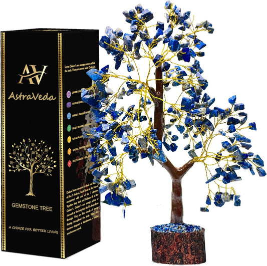 Lapis Lazuli Tree of Life - Crystal Feng Shui Positive Energy Meditation Gift - Spiritual Items With 300 Beads