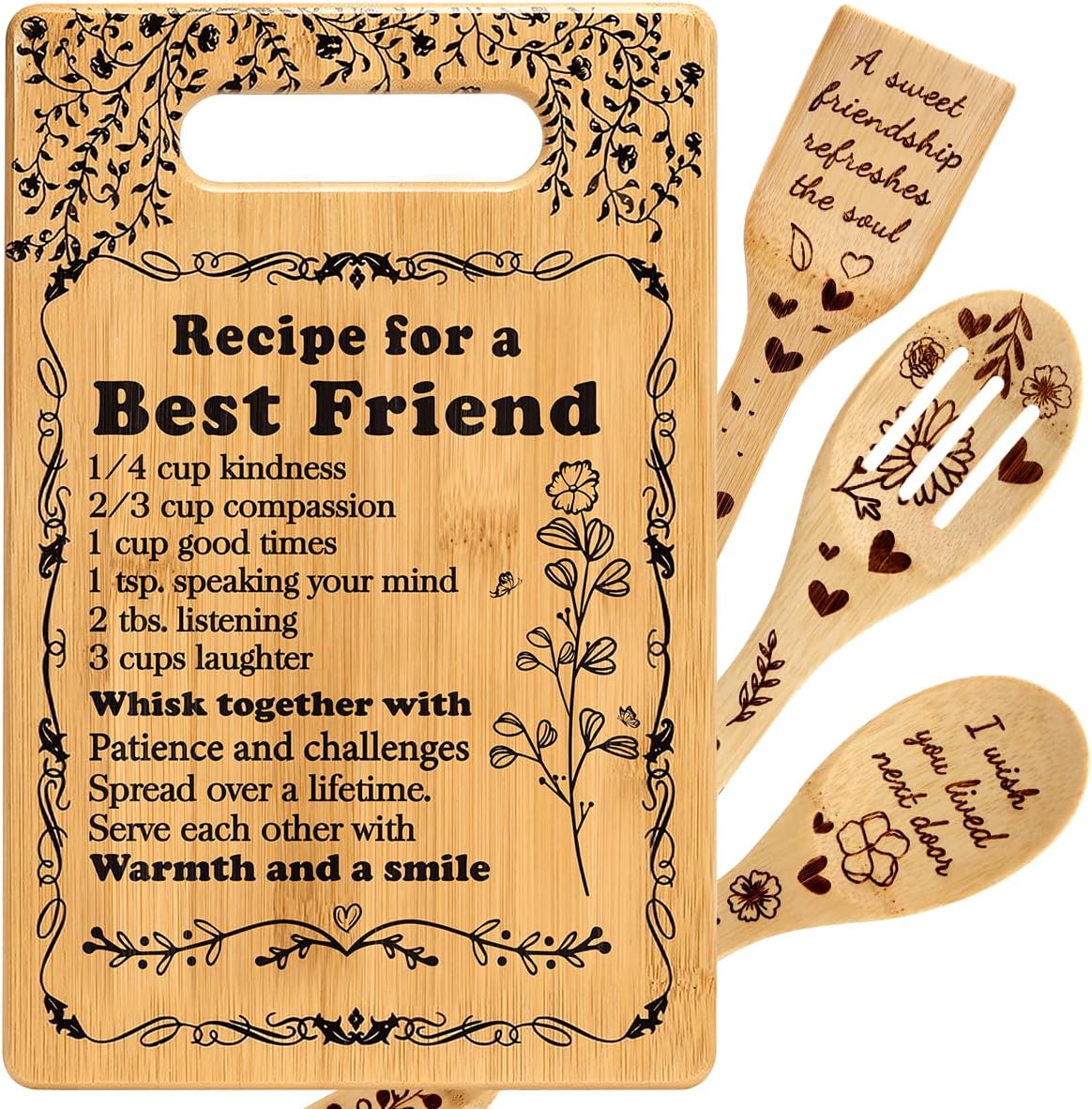 Friend Birthday Gifts for Women Friendship Best Friends Christmas Unique Gifts Ideas for BFF Bestie Soul Sister Bestie Gifts for Woman Female Bestfriend BFF Gifts Friend Forever Cutting Boards Set