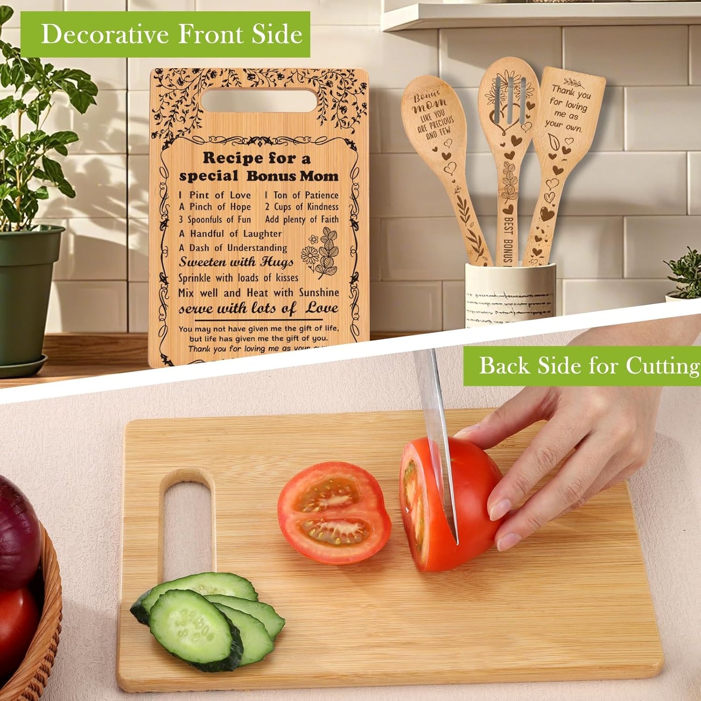 Great Gifts for Bonus Mom from Daughter Son Dad Best Bonus Mom Ever Gifts Christmas Birthday Gifts for Bonus Mom Bonus Mother New Mom Stepmom to My Mom Cutting Boards