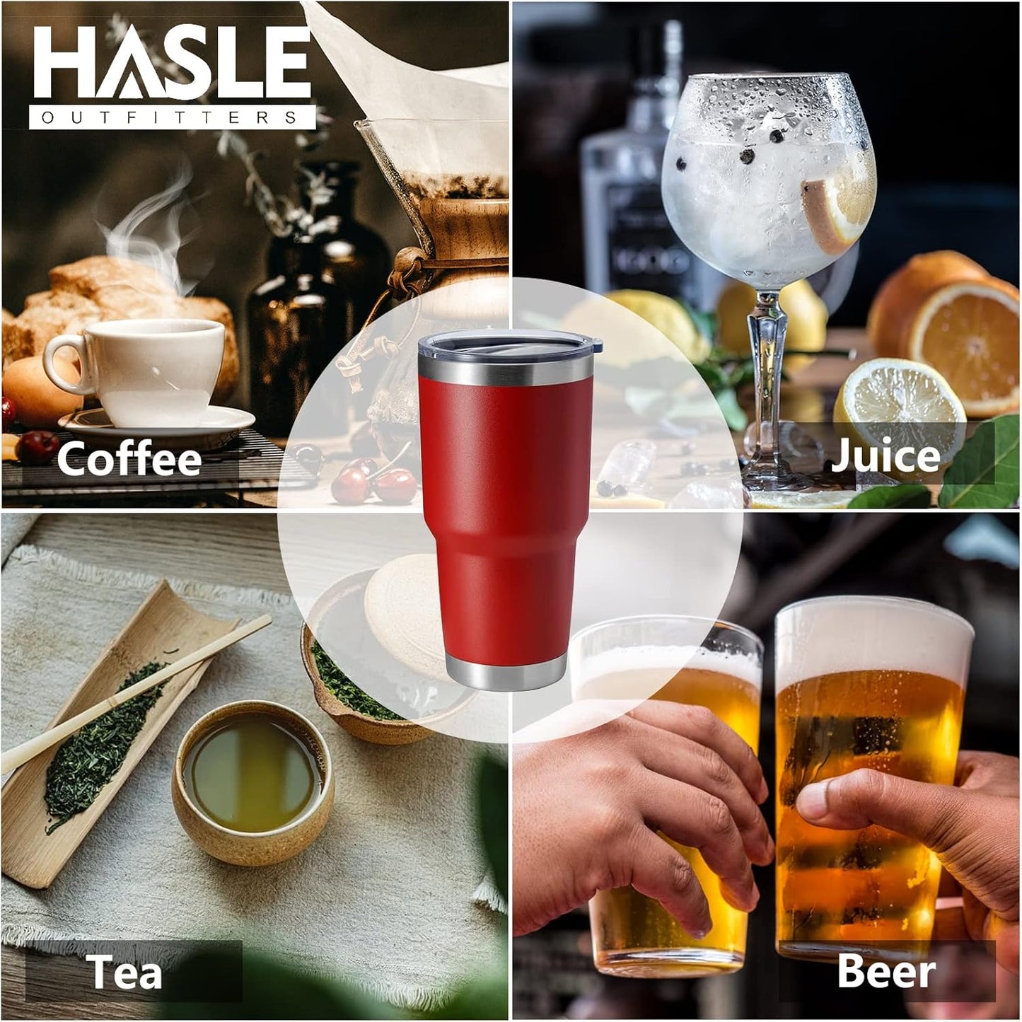 HASLE OUTFITTERS 30oz Stainless Steel Tumbler, Double Wall Vacuum Insulated Travel Mug Tumbler, Durable Insulated Coffee Mug, Gift Box Set (Red, 1)