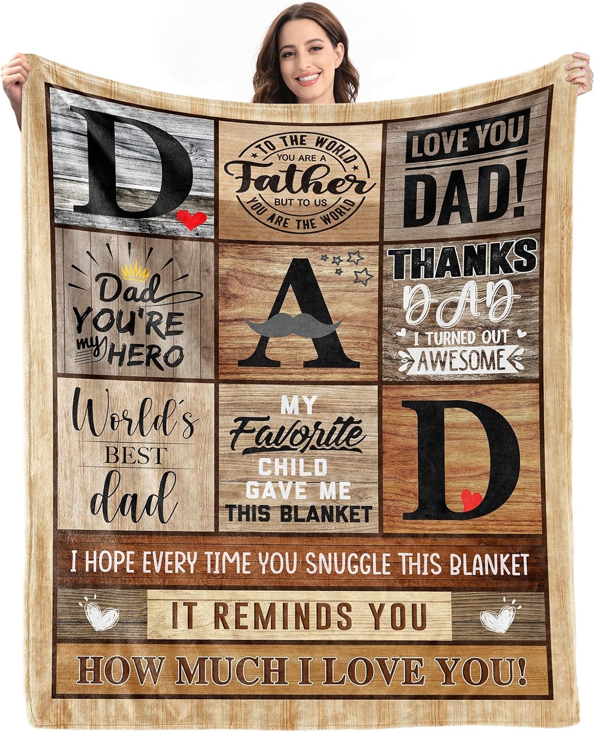 Gifts for Dad from Daughter Son - Fathers Day Dad Gifts for Birthday Valentines Day Christmas - Fathers Gift Ideas - 60"x50" Soft Flannel Blanket Gifts for Him Anniversary