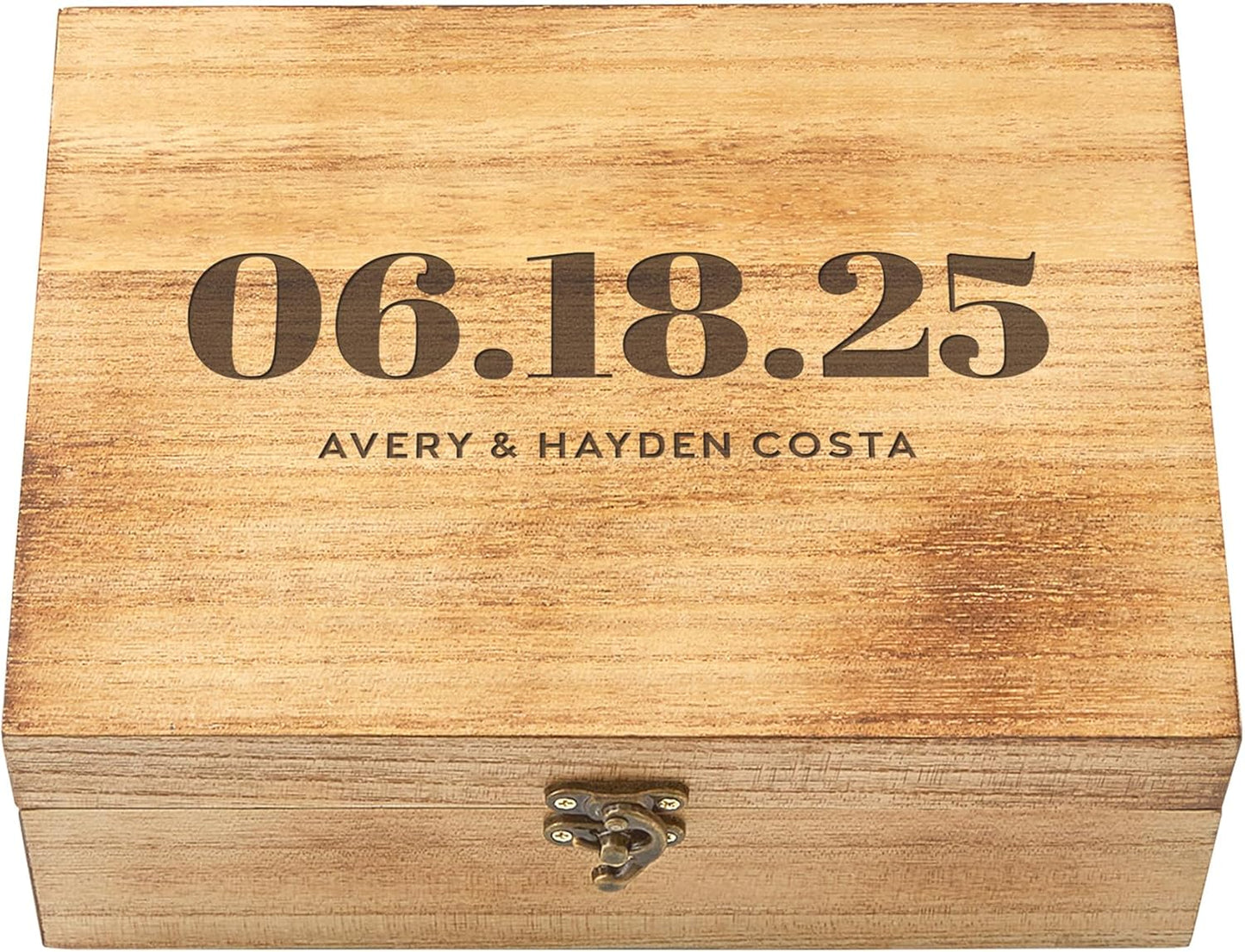 Let's Make Memories Personalized Wooden Keepsake Box With Hinged Lid - Wood Memento Box - Decorative Storage - Home Decor - For Couples, Wedding, Newlyweds - Laser Engraved - Day to Remember