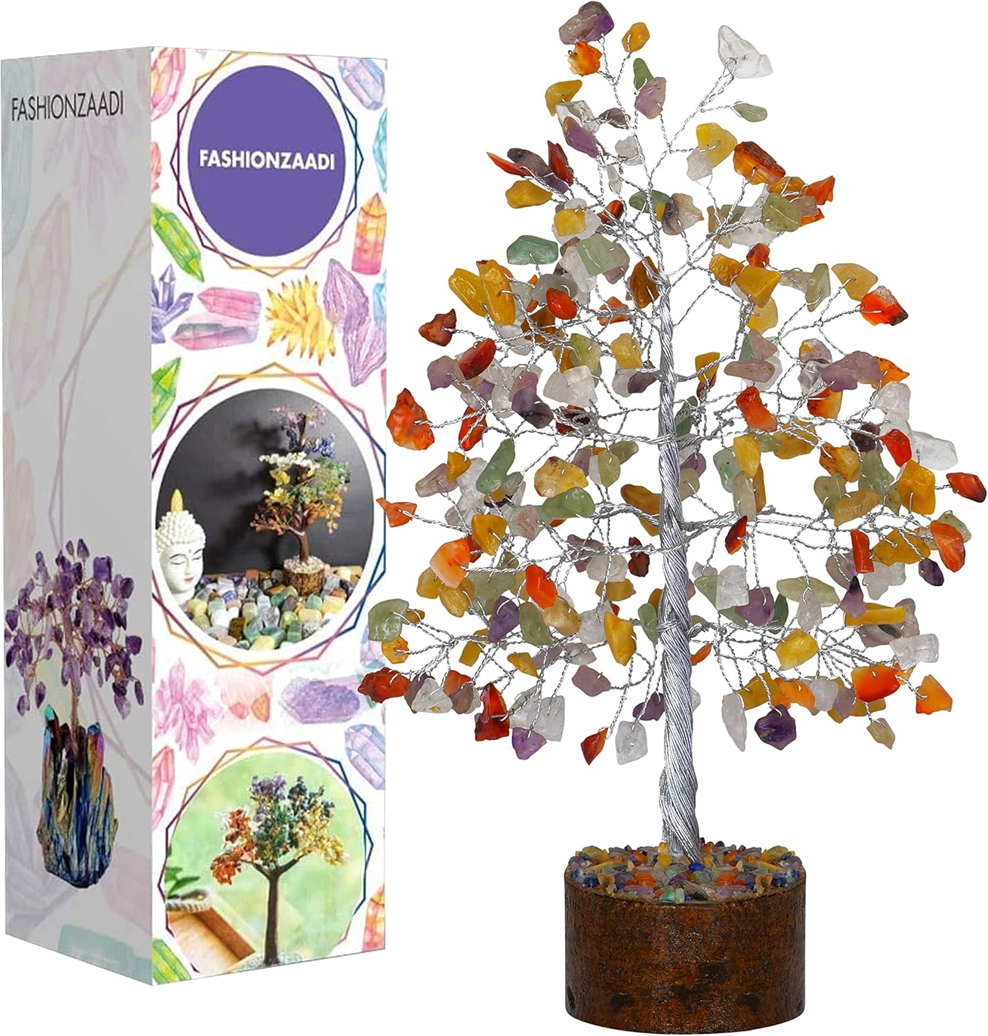 Feng Shui Tree - Bonsai Tree - Spiritual Tree - Chakra Decor - Artificial Trees - Stones And Crystals - Mix Stones - Bonsai Money Tree - Crystal Gift - Good Energy Crystals - Home Decor - Office Decor