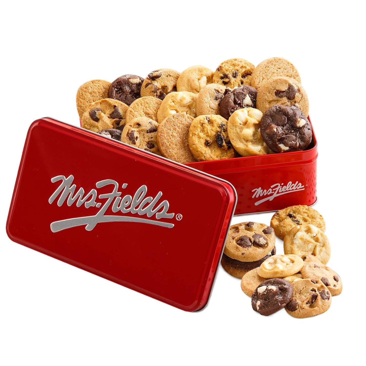 Mrs. Fields Signature 30 Nibblers Bite-Sized Cookie Tin - Assorted with 30 Nibblers Cookies in our 5 Classic Cookie Flavors