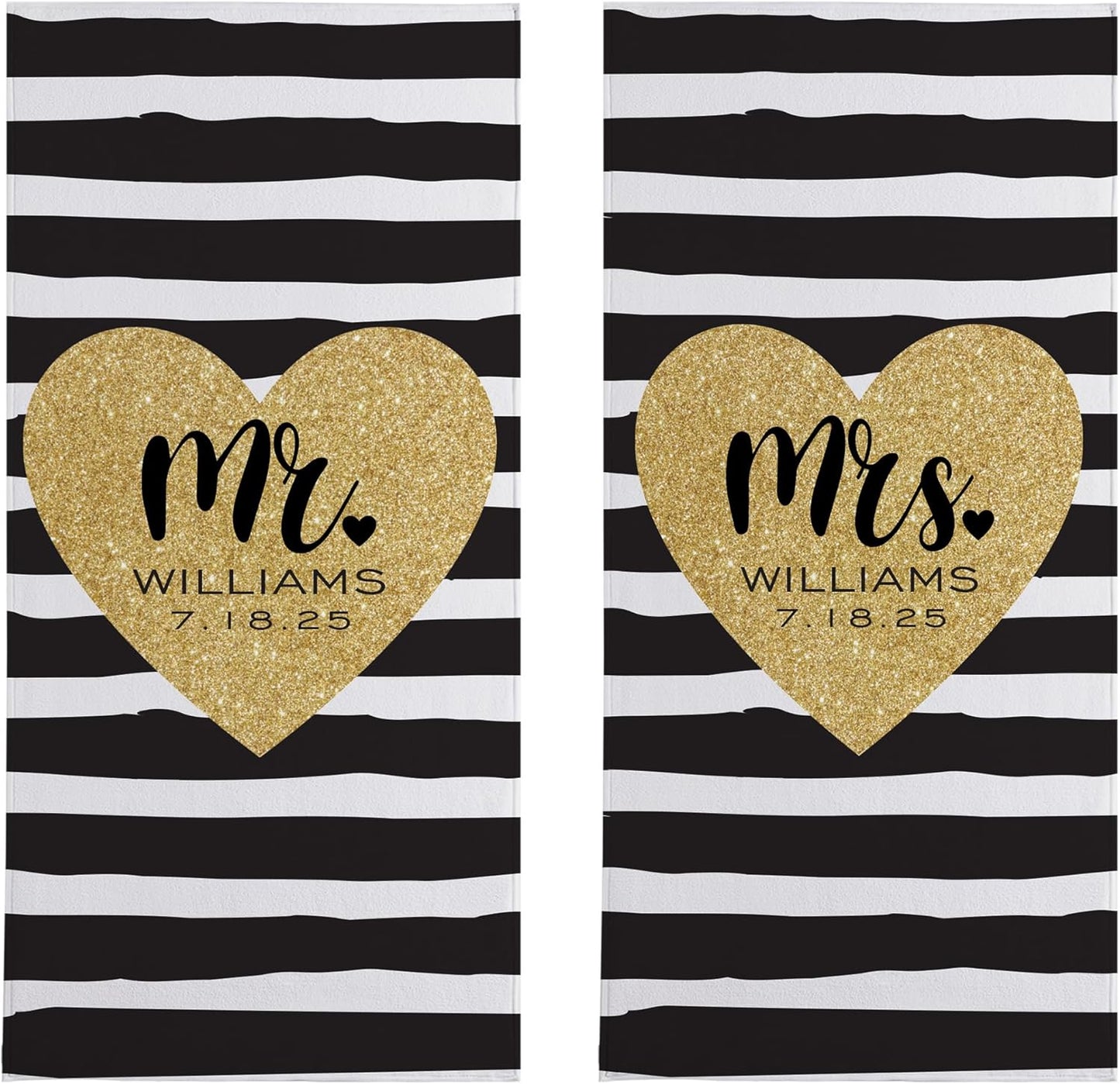 Let's Make Memories Personalized Beach Towel Set - for Couples - Newlyweds - Honeymoon - Destination Wedding - Custom Message - Oversized - Just Married - Set of 2, Mr. & Mrs.