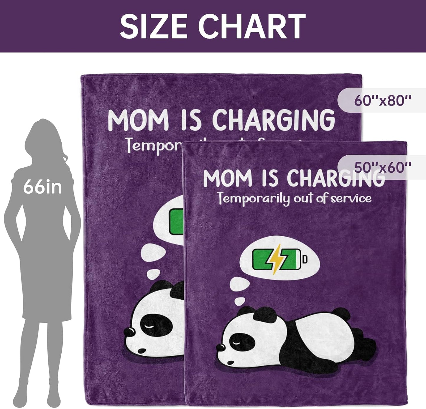 Craftique Gifts for Mom Birthday Christmas- Funny Soft Mom is Charging Blanket- New Moms Gifts for Women, Practical Blanket Throw for Napping Travel, 80”×60”