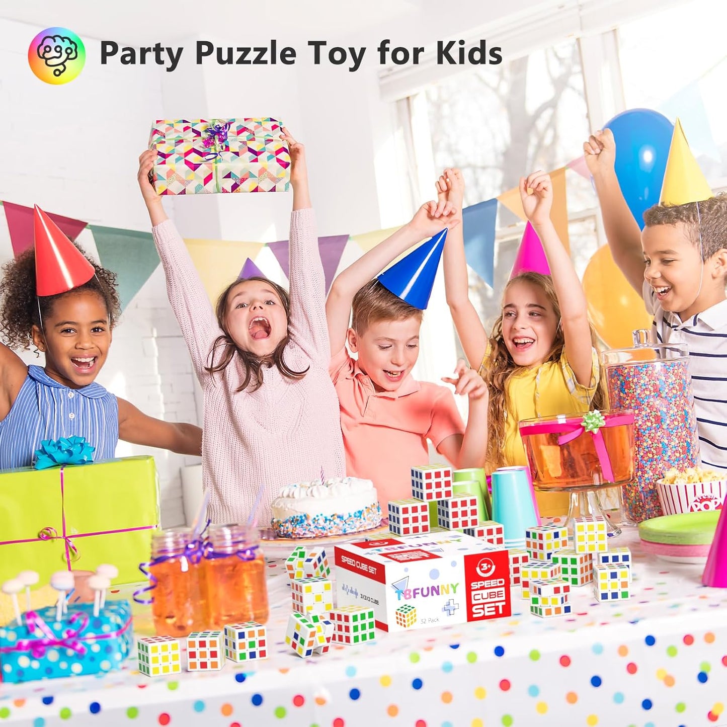 48 Pack Mini Cube Puzzle Party Favors for Kids, 1.18in 3x3x3 Magic Cube Toy for Student School Rewards Classroom Prize Goodie Bag Stuffers, Gift for Birthday Easter Valentines Christmas