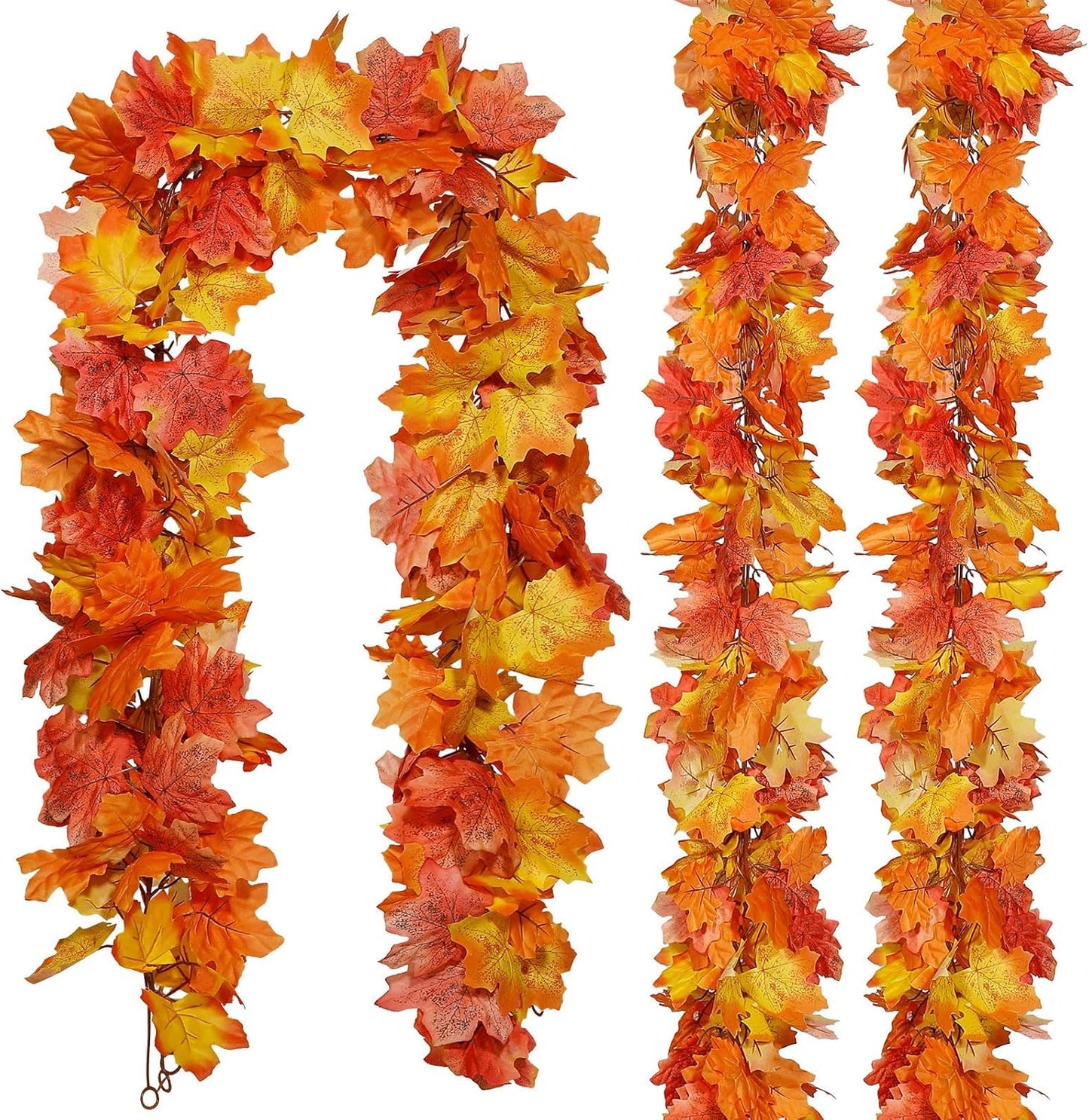 3 Pack Fall Maple Garland 6Ft Artificial Maple Leaf Leaves Autumn Garland Hanging Fall for Table Front Door Thanksgiving Decor (3)