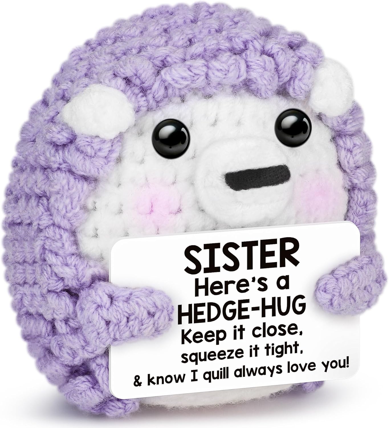 Funny Hedgehog Sister Adult Easter Basket Stuffers Essentials for Teens Girls Easter Egg Fillers,Soul Sisters Mothers Day Birthday Graduation Gift Ideas from Big Little Sis,Mini Crochet Animals Decor