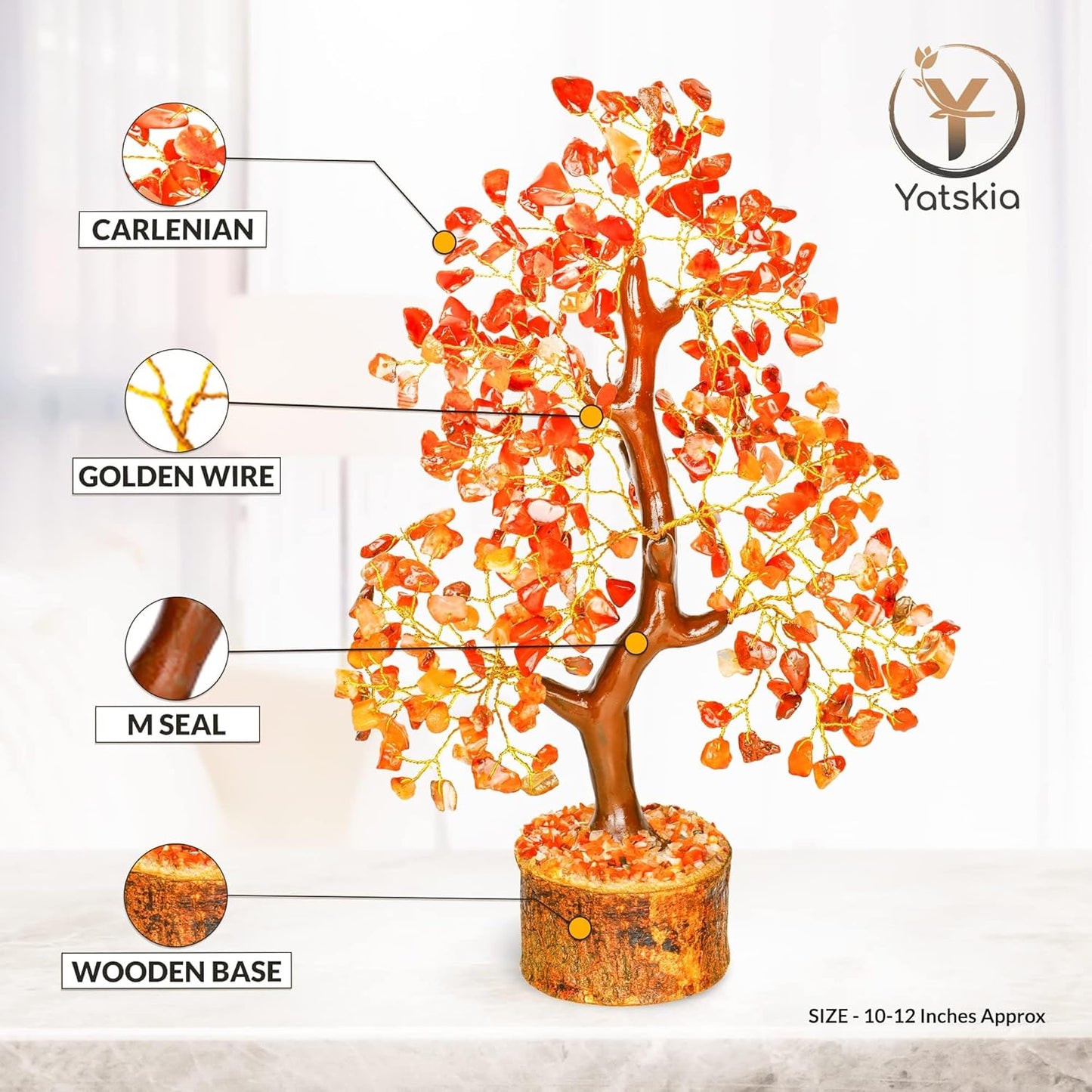 Carnelian Crystal Tree - Home Decor - Bonsai Tree - Tree of Life Decor - Spiritual Decor - Crystal Decor - Good Luck Gifts - Meditation Accessories - Money Tree - Desk Decor - Good Luck Charms