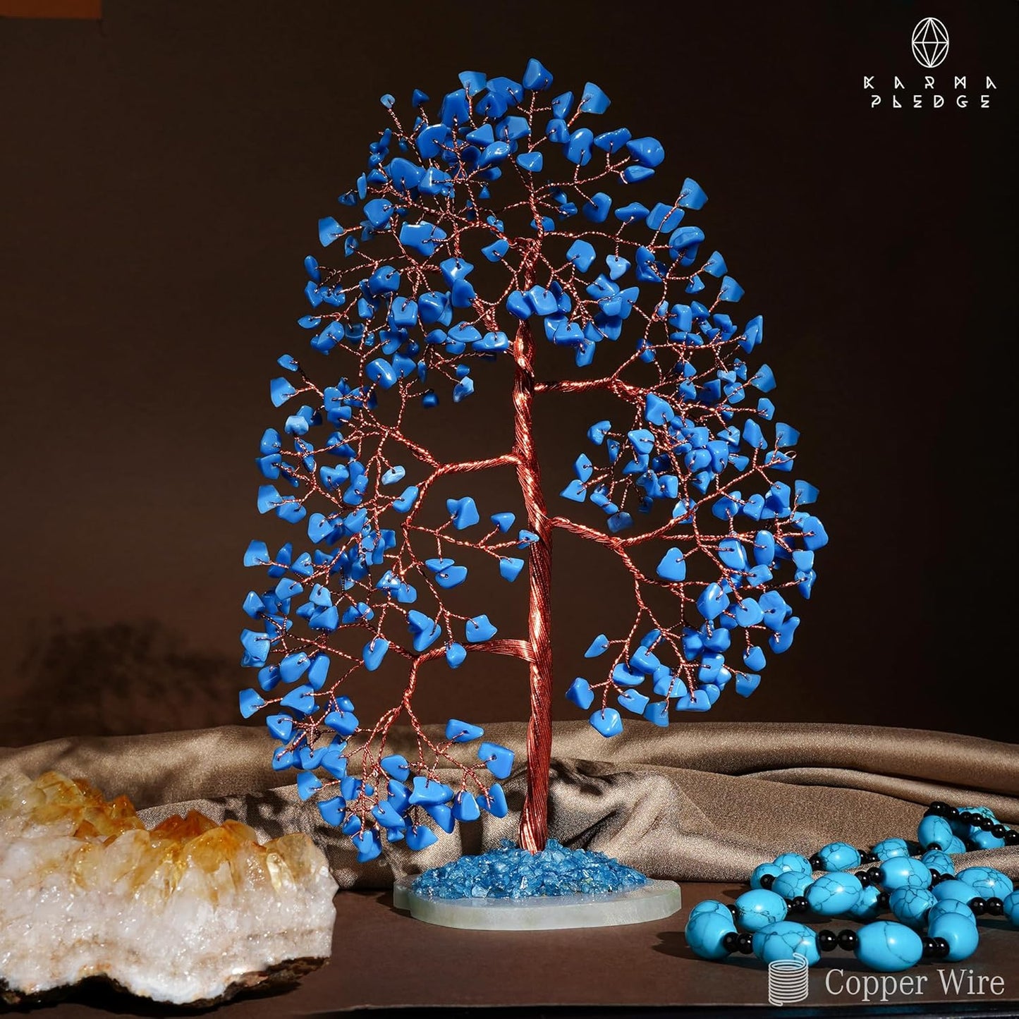 Crystal Trees for Home and Office Decoration, Turquoise Chakra Healing Crystals Feng Shui Handmade Trees for Positive Energy, Money, Good Luck, Christmas Decor, Birthday Gifts for Women, Mom