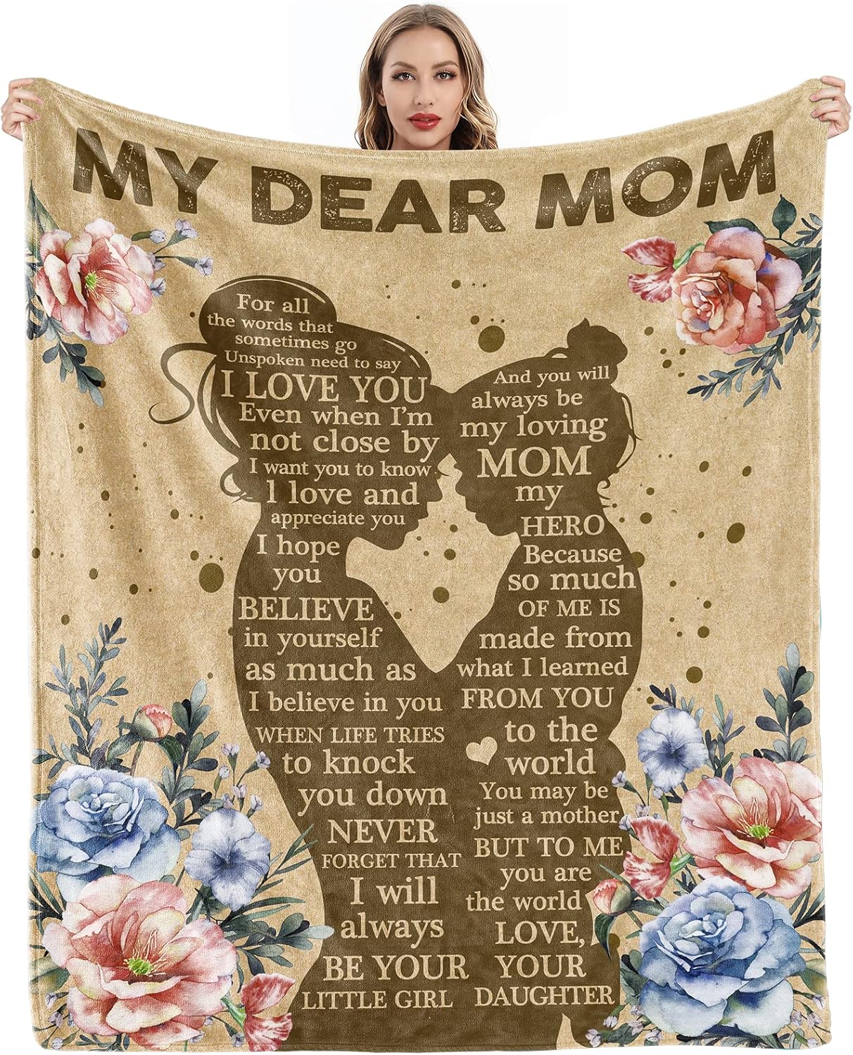 Gifts for Mom from Daughter, Mothers Day Birthday Gifts for Mom, Mom Gifts, Mom Blanket from Daughter, Mom Birthday Gifts, Presents for Mom, Soft Cozy Flannel Throw Blanket 60x50 Inches