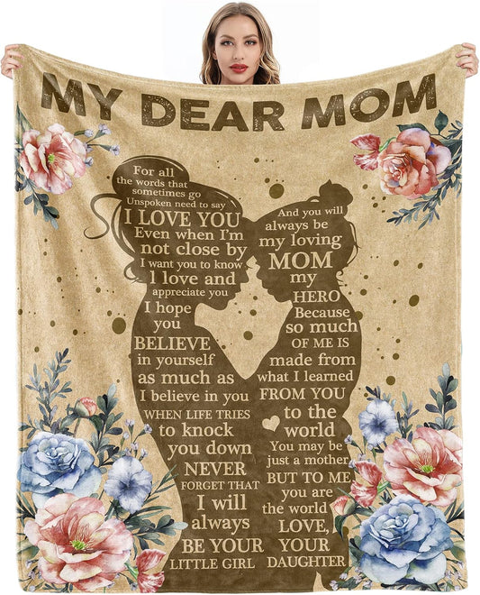 Gifts for Mom from Daughter, Mothers Day Birthday Gifts for Mom, Mom Gifts, Mom Blanket from Daughter, Mom Birthday Gifts, Presents for Mom, Soft Cozy Flannel Throw Blanket 60x50 Inches