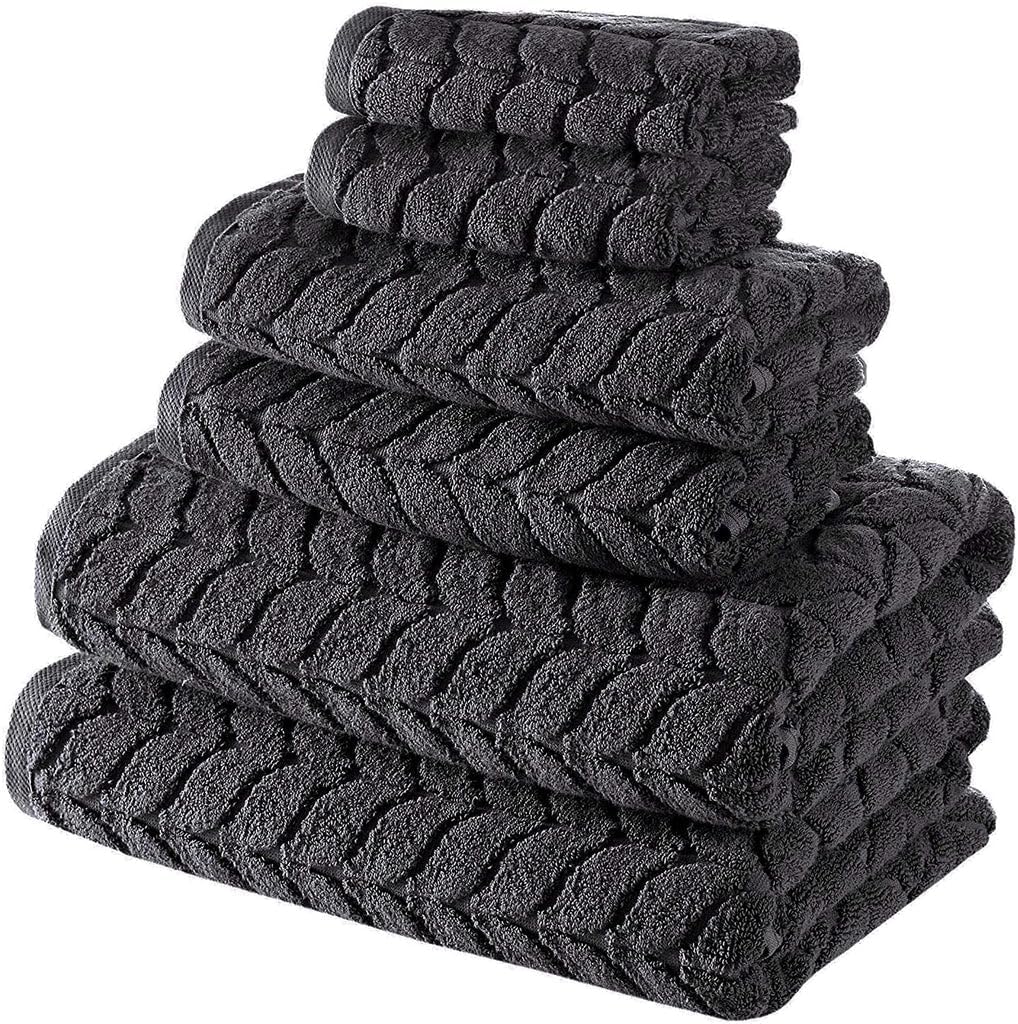 BAGNO MILANO Turkish Bath Towels, Soft Plush Jacquard Luxury Bath Towels, Quick Dry Towel Set (Charcoal, Bath Sheet)