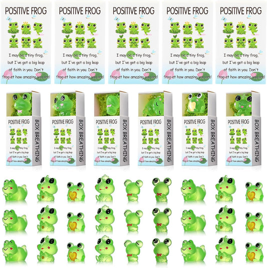 48 Sets Employee Appreciation Gifts Bulk Luminous Resin Animals Breathing Box Party Favor, Team Building Emotional Support Gifts Positive Thank You for Staff Coworkers(Frog)