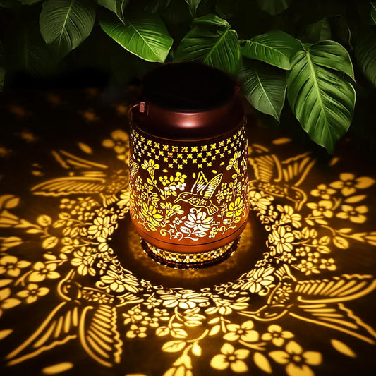 Hummingbird Solar Lanterns Outdoor Waterproof, Garden Decor Birthday Gifts for Women Mom Grandma Sister, Metal Hanging Solar Lights Outside Decorative for Yard Patio Backyard Deck Porch Decorations