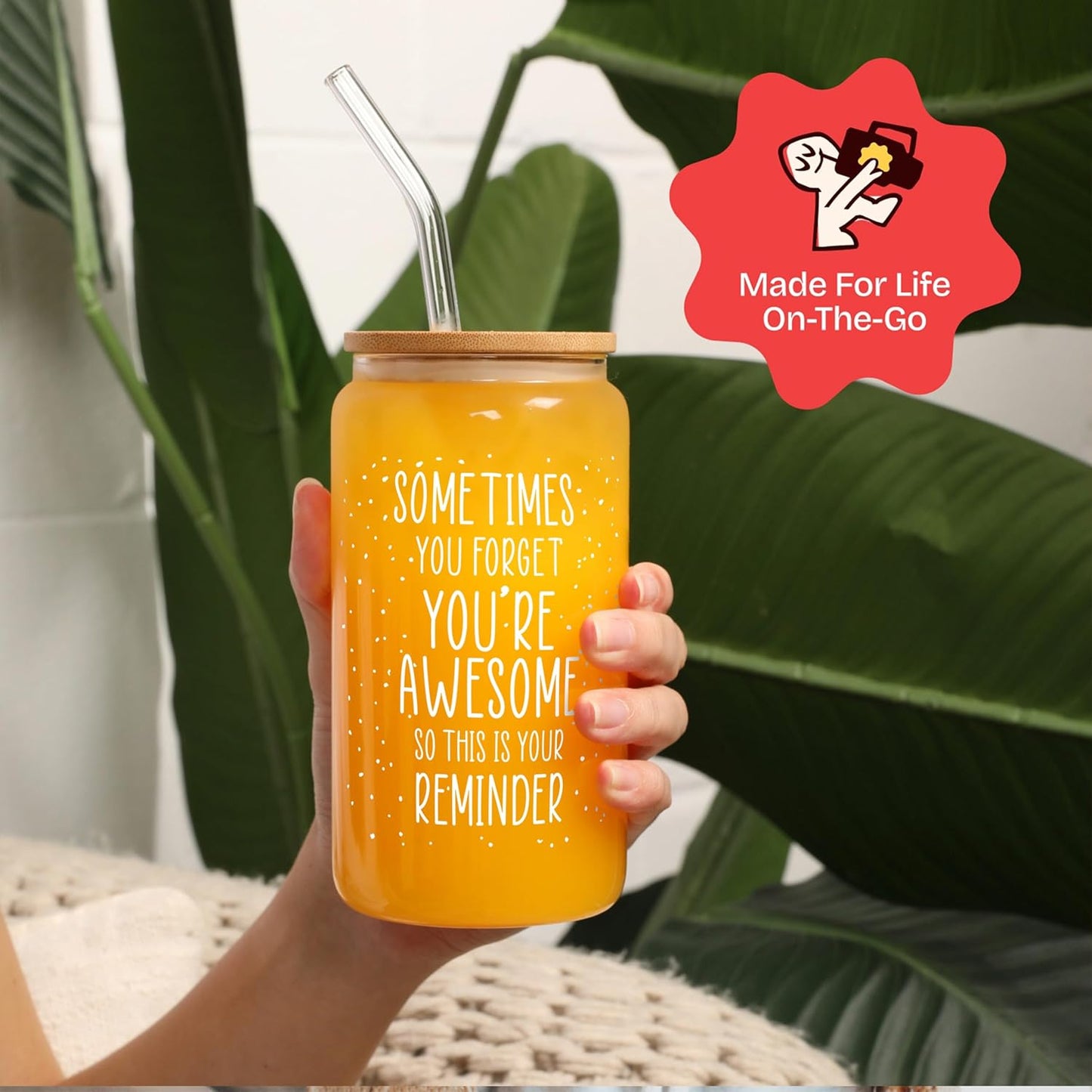 KLUBI Birthday Gifts for Women Who Have Everything - Sometimes You Forget You Are Awesome Gift for Her Birthday Presents for Mom From Daughter 16oz Glass Mug Present Baskets for Fun Teacher