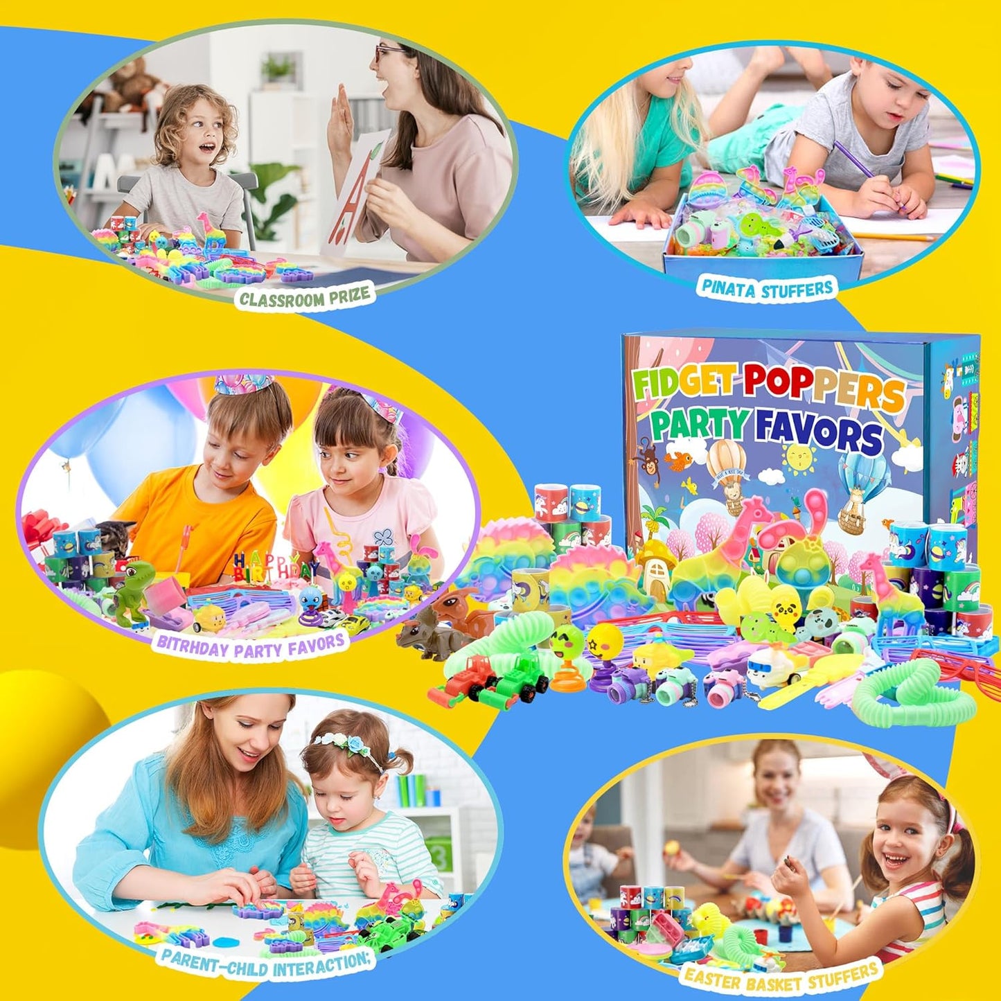1000+ PCS Party Favors for Kids,Fidget Toys Pack,Christmas Stocking Stuffers,, Birthday Gift, Treasure Box,Goodie Bag Stuffers, Carnival Prizes, Toys Filler Sensory Toy for Classrooom