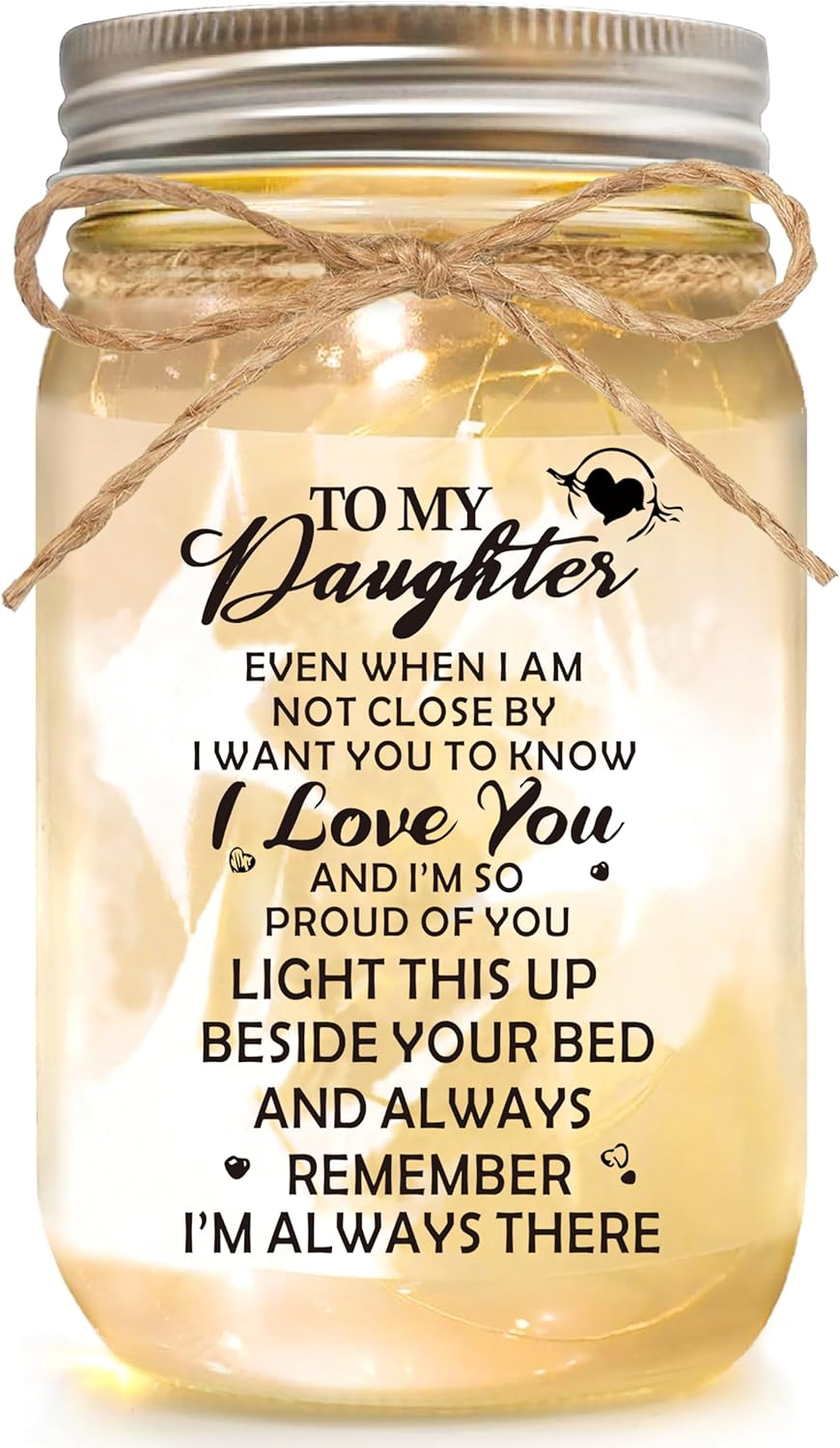 Daughter Gifts, Mom's Gift to Daughter, Mason Jar with Warm Lights, Unique Christmas, Birthday, Graduation & Mother's Day Ideas